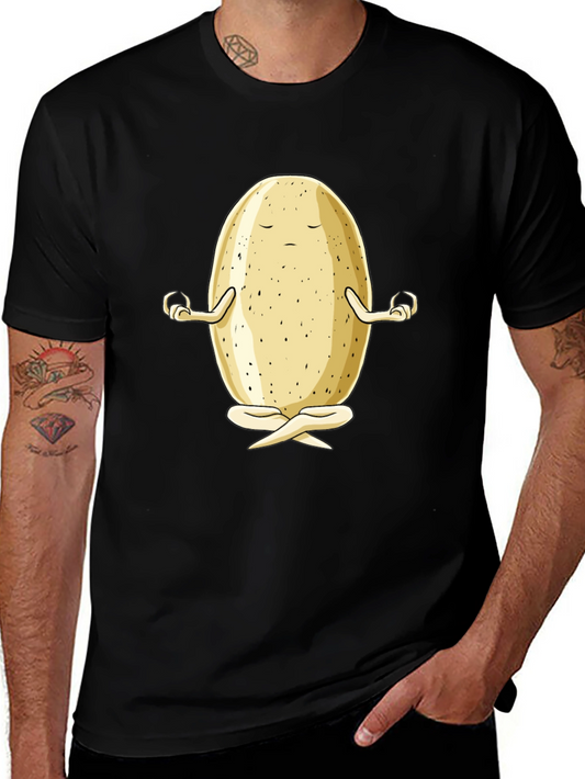 Zen Potato Graphic Tee - Meditating Spud Black T-Shirt