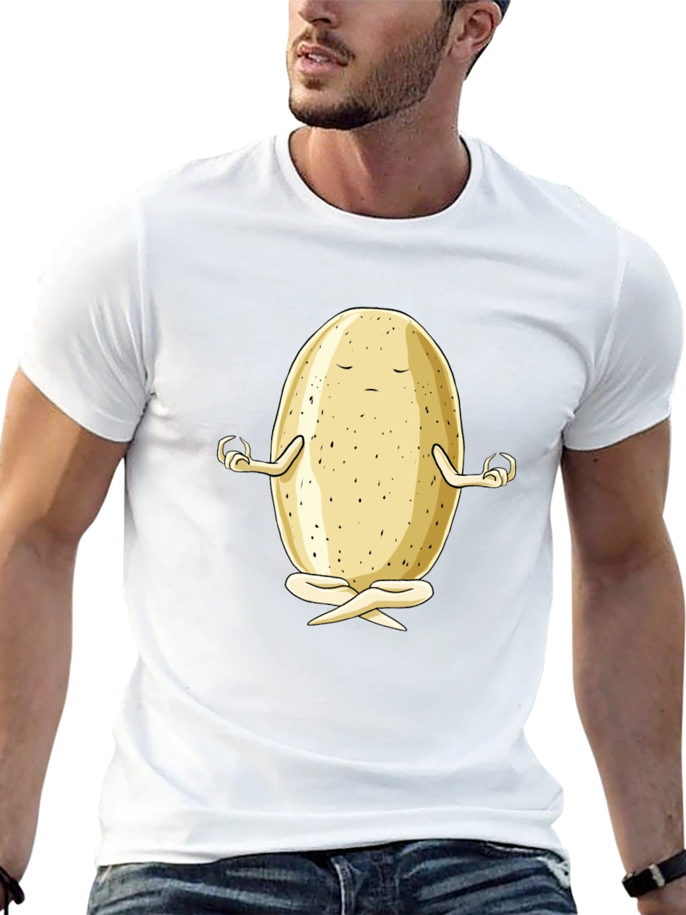 Zen Potato Graphic Tee - Meditating Spud Black T-Shirt