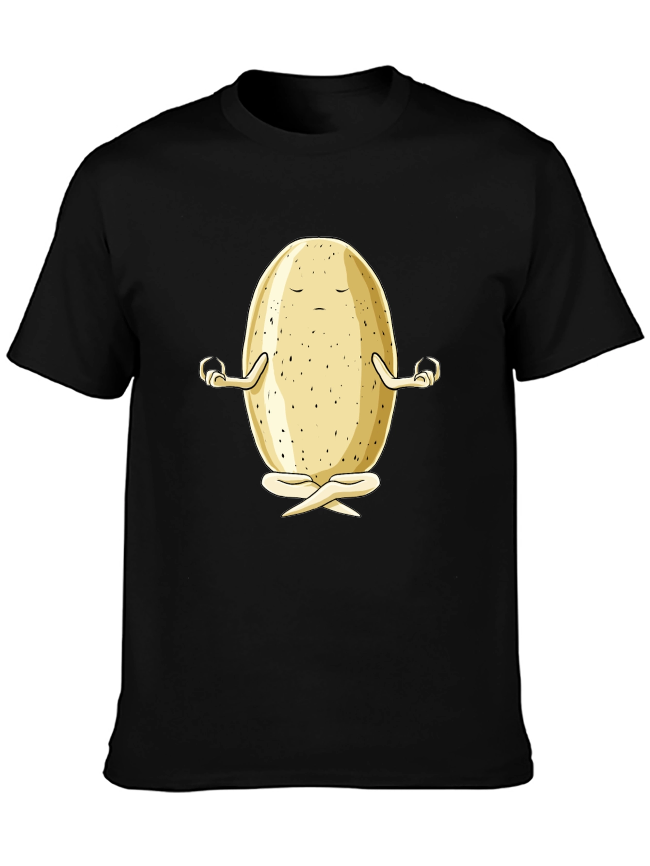 Zen Potato Graphic Tee - Meditating Spud Black T-Shirt