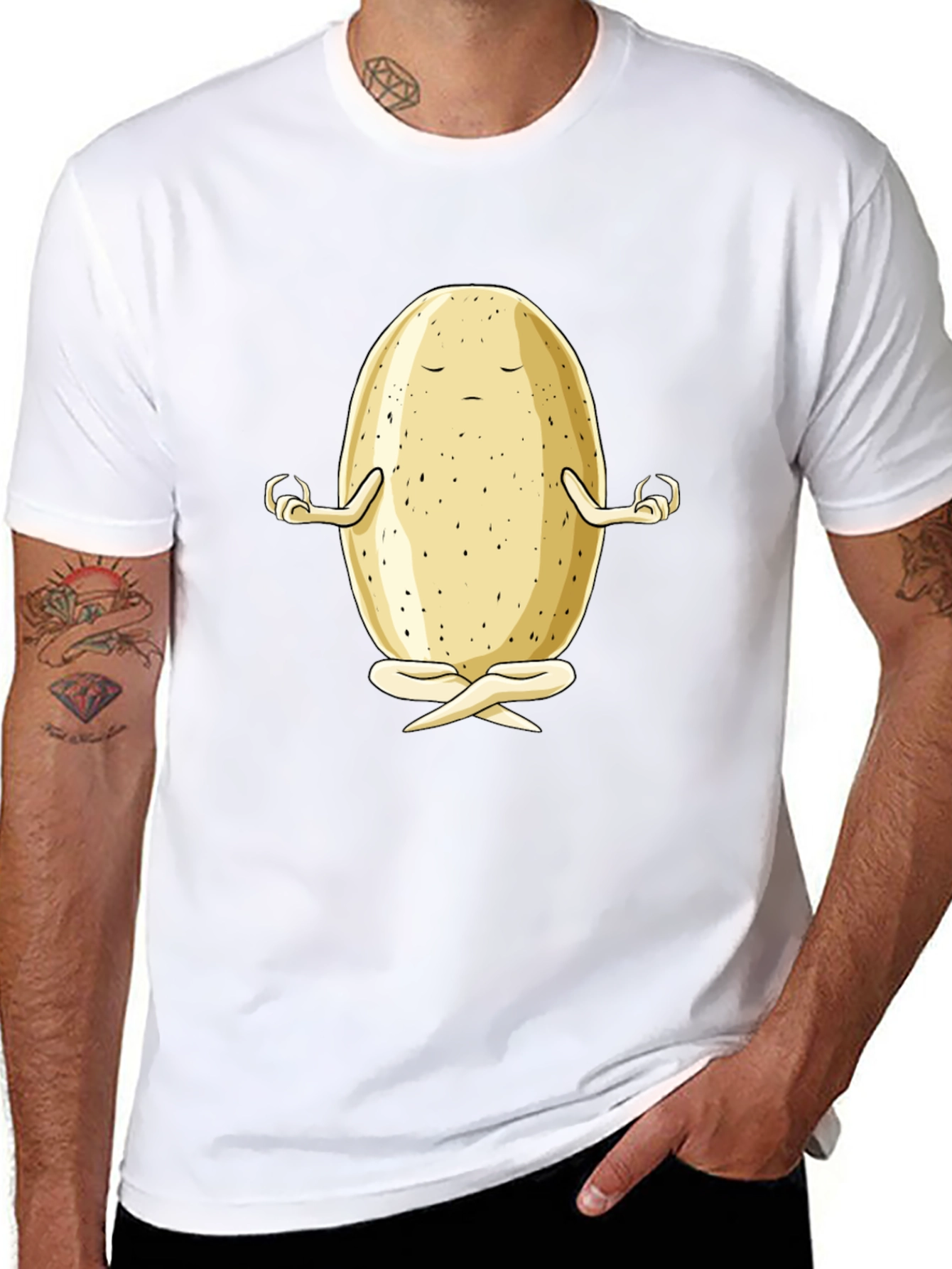 Zen Potato Graphic Tee - Meditating Spud Black T-Shirt