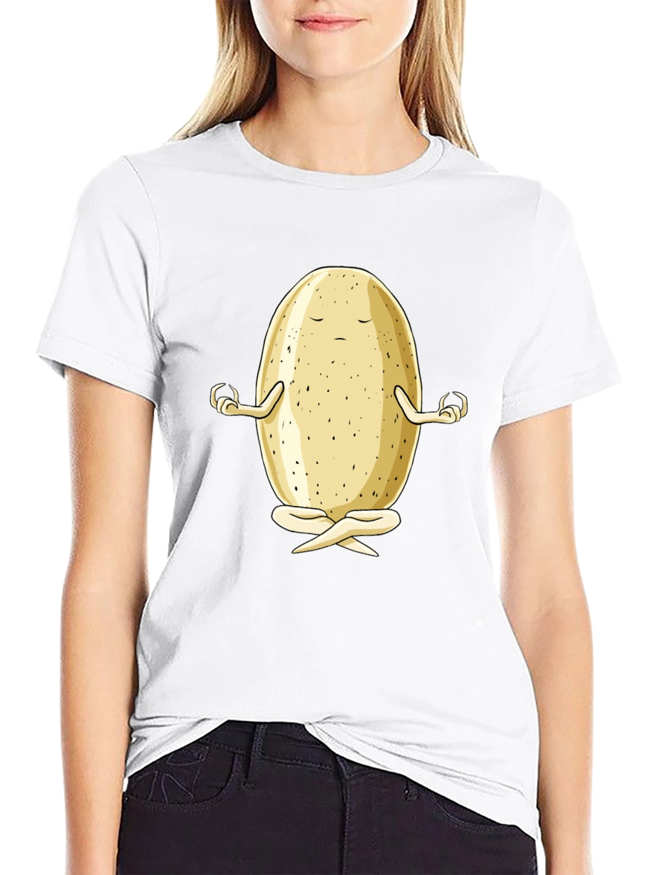 Zen Potato Graphic Tee - Meditating Spud Black T-Shirt