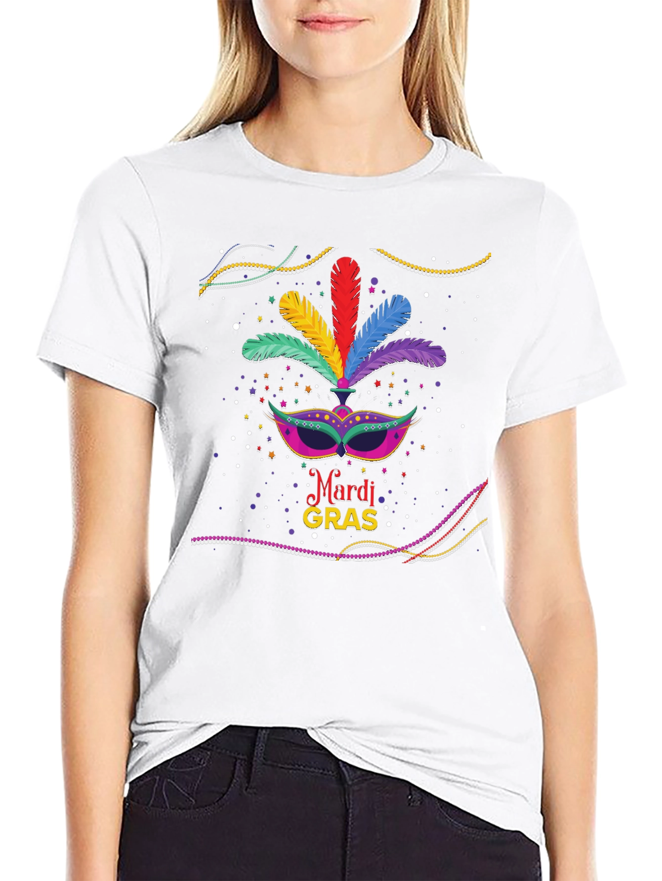 Mardi Gras Mask Graphic T-Shirt