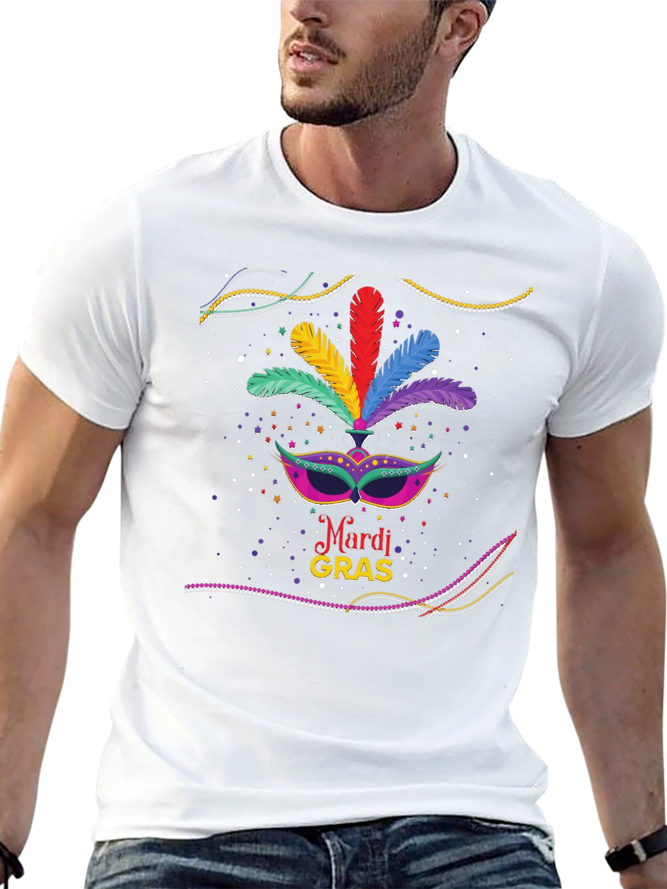 Mardi Gras Mask Graphic T-Shirt
