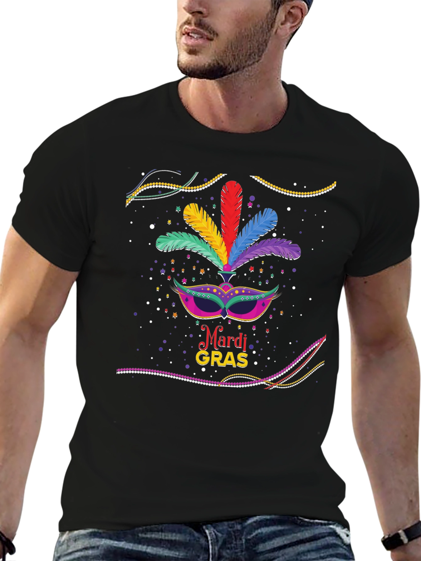Mardi Gras Mask Graphic T-Shirt