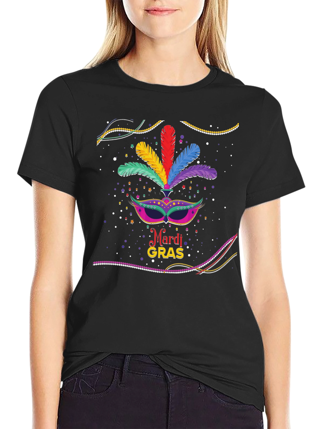 Mardi Gras Mask Graphic T-Shirt