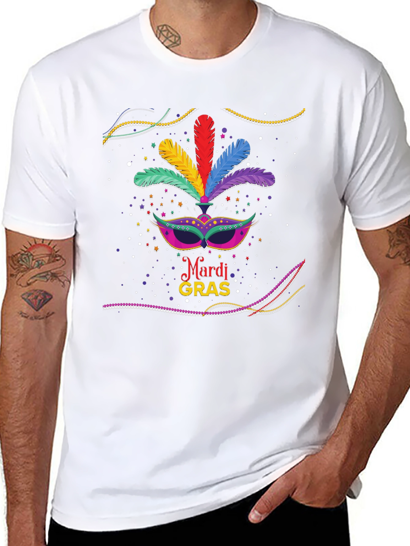 Mardi Gras Mask Graphic T-Shirt
