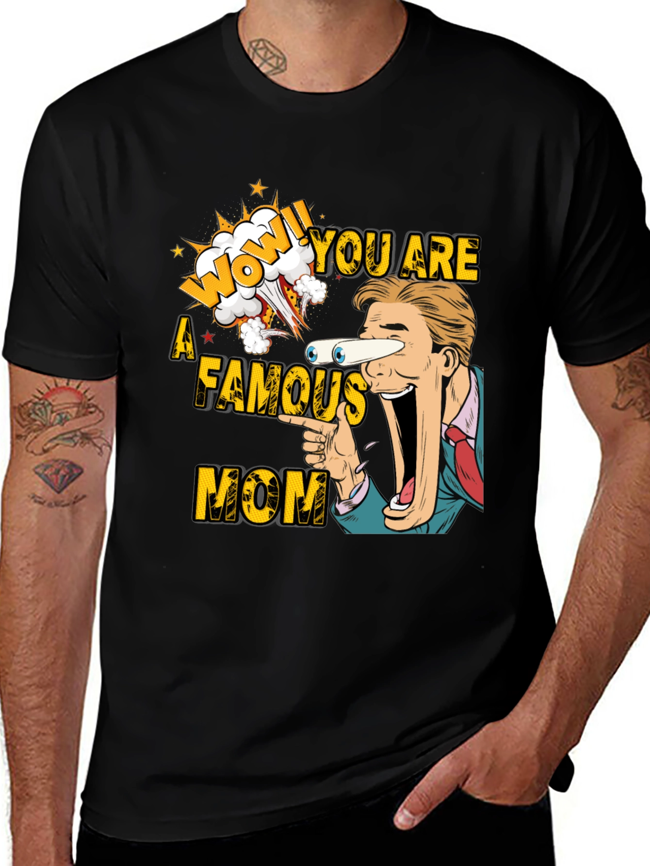 Wow Famous Mom Graphic Tee - Novelty Shirt