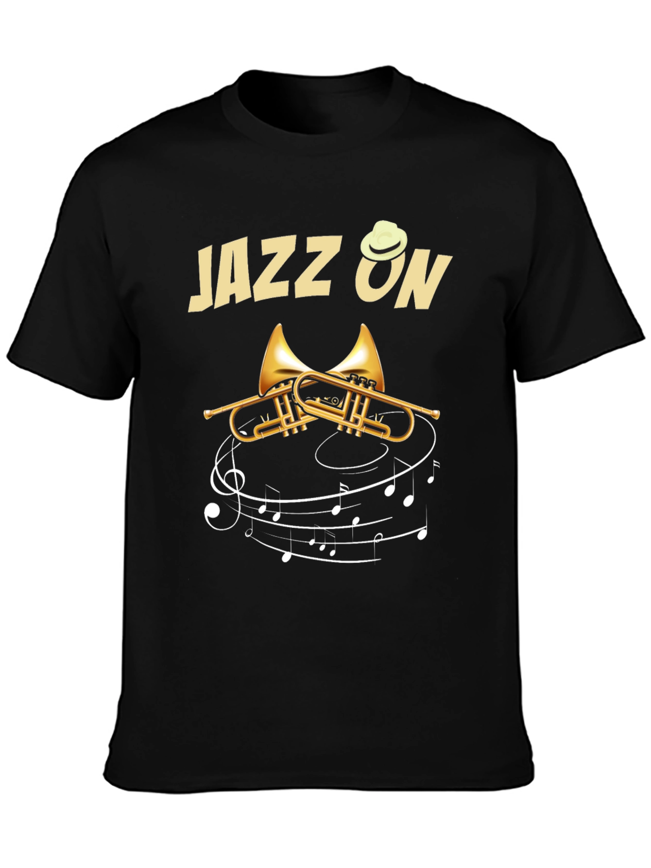 Jazz On Graphic Tee | Black T-Shirt Music Lover
