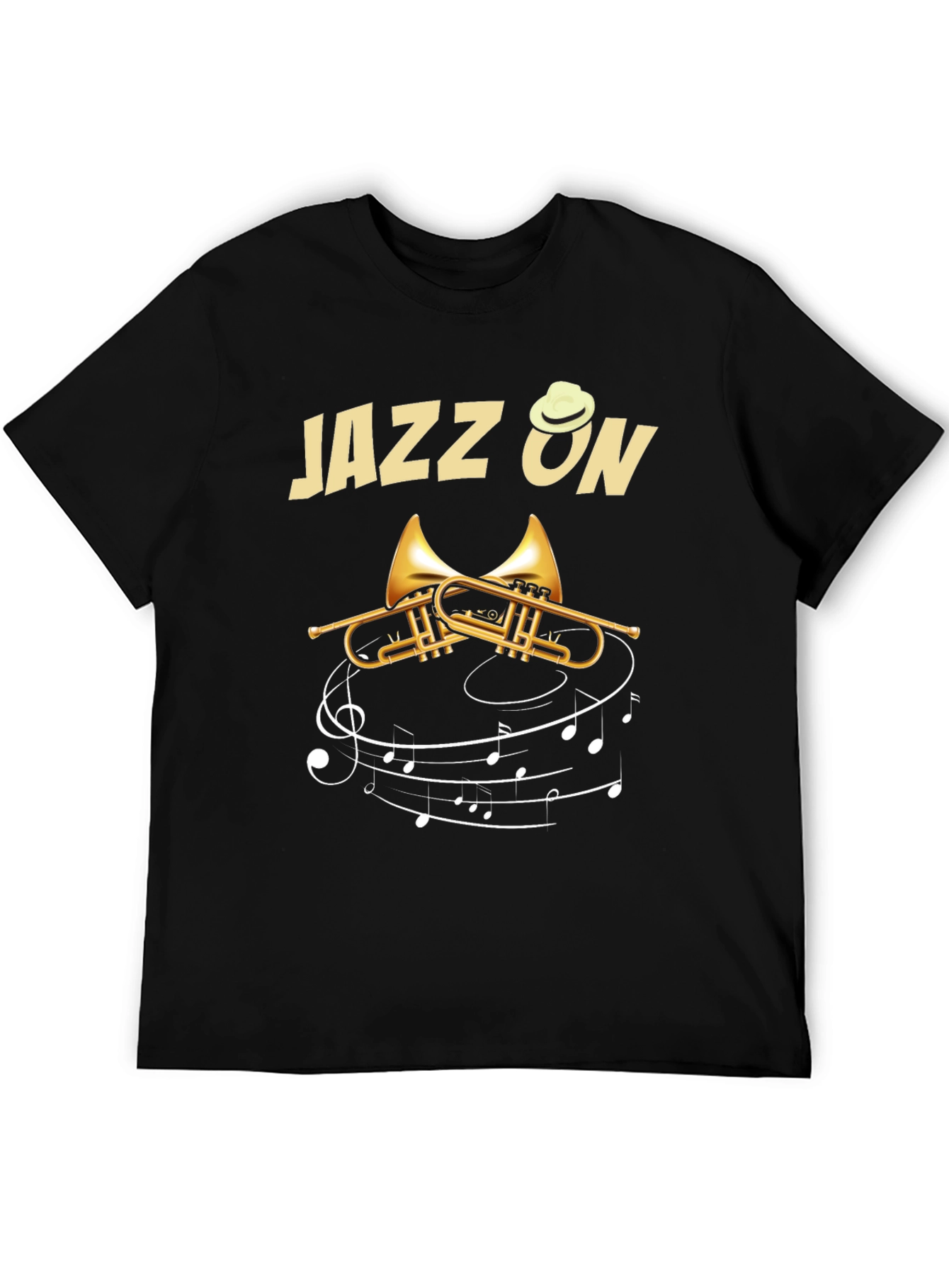 Jazz On Graphic Tee | Black T-Shirt Music Lover