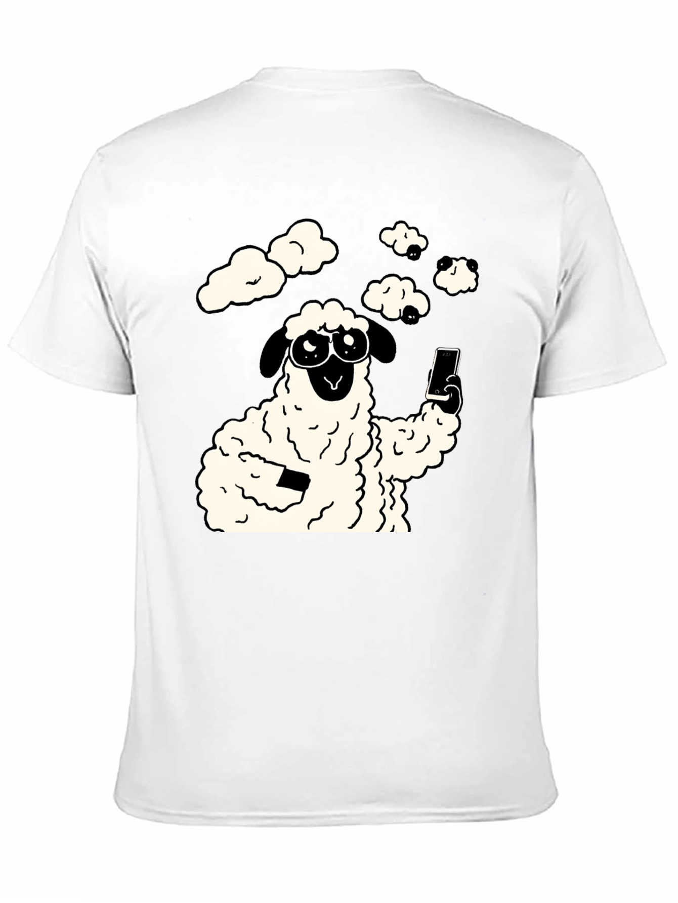 Funny Sheep Selfie Graphic Tee - Black