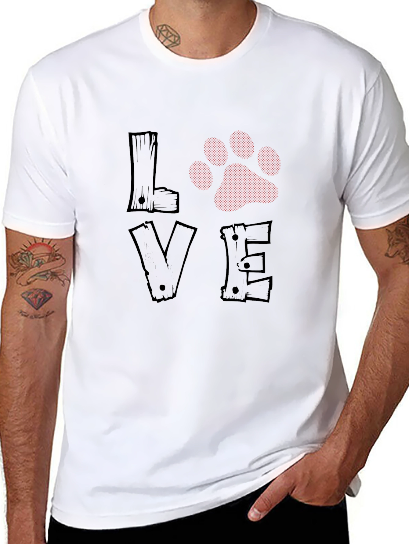 Love Paw Print Graphic Tee - Pet Lover Shirt