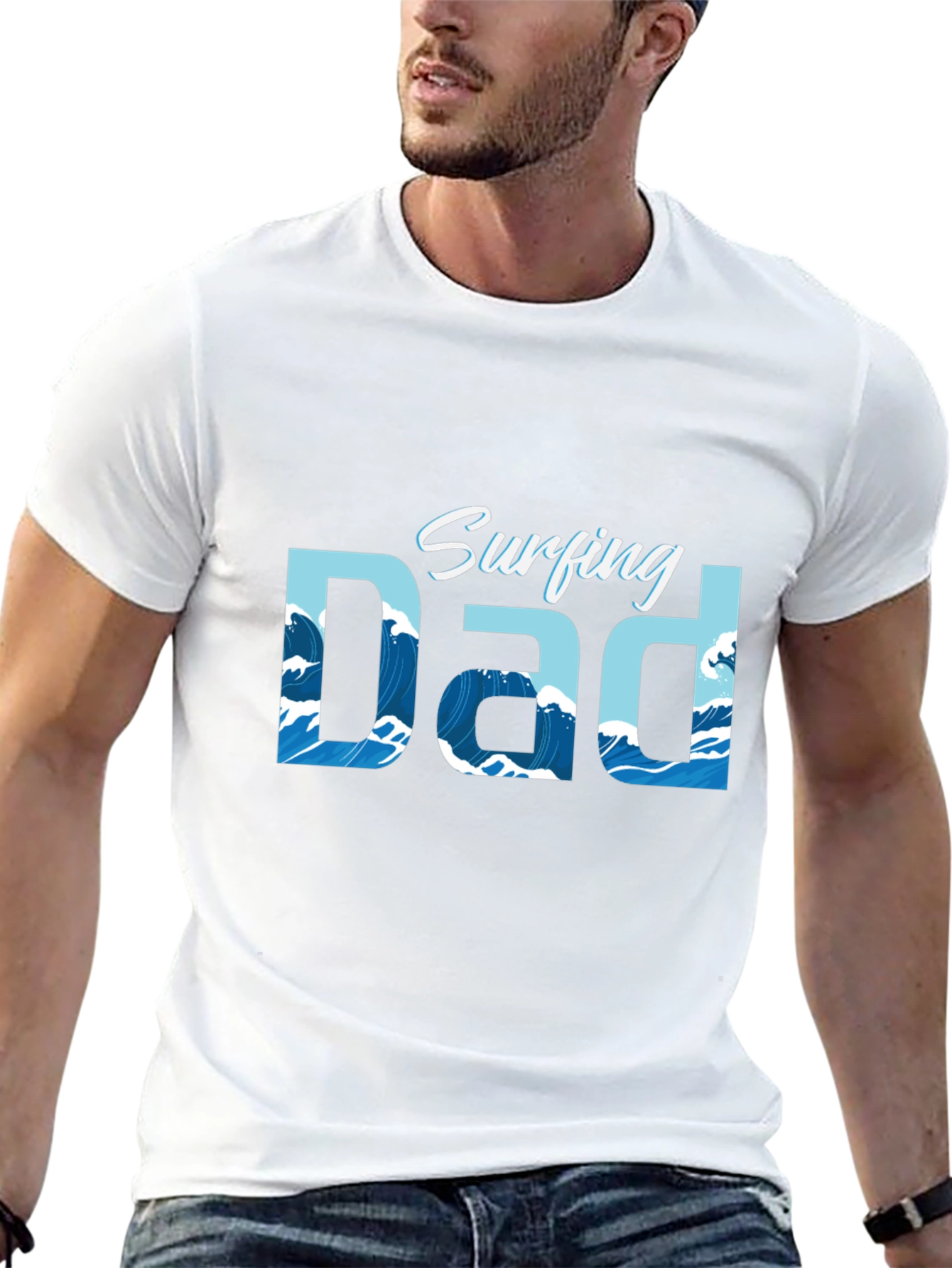 Surfing Dad Graphic T-Shirt - Cool Wave Design
