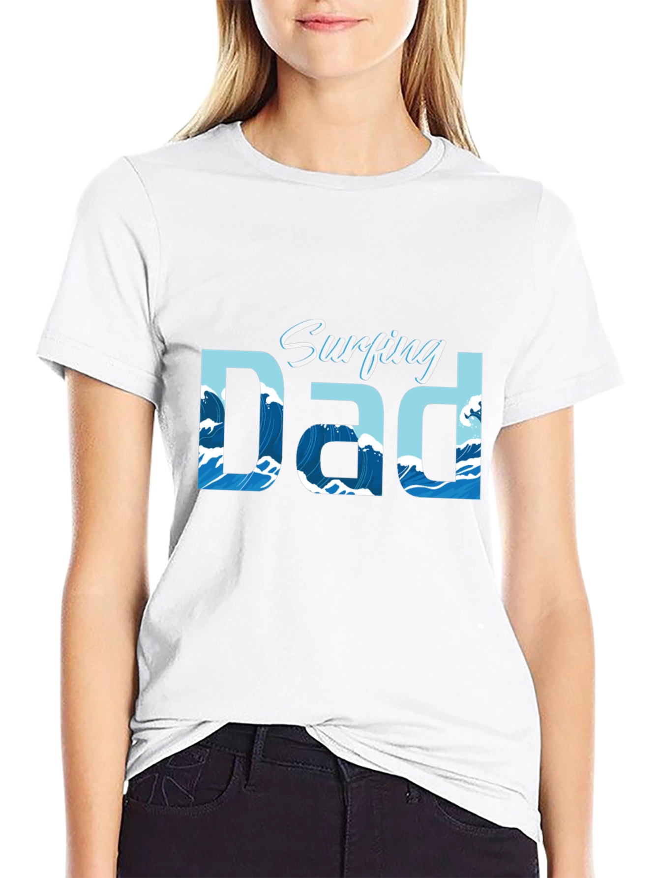 Surfing Dad Graphic T-Shirt - Cool Wave Design