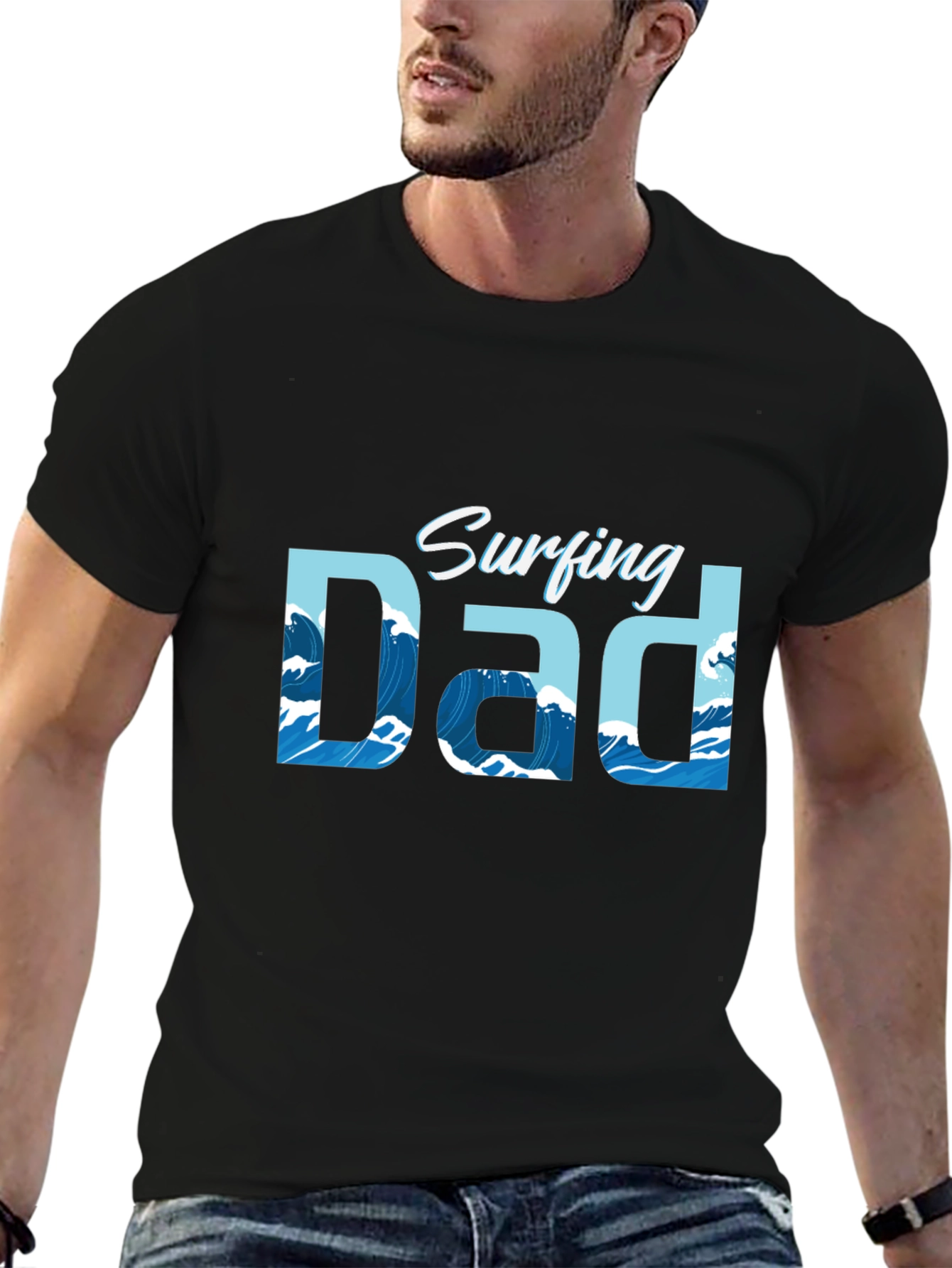 Surfing Dad Graphic T-Shirt - Cool Wave Design