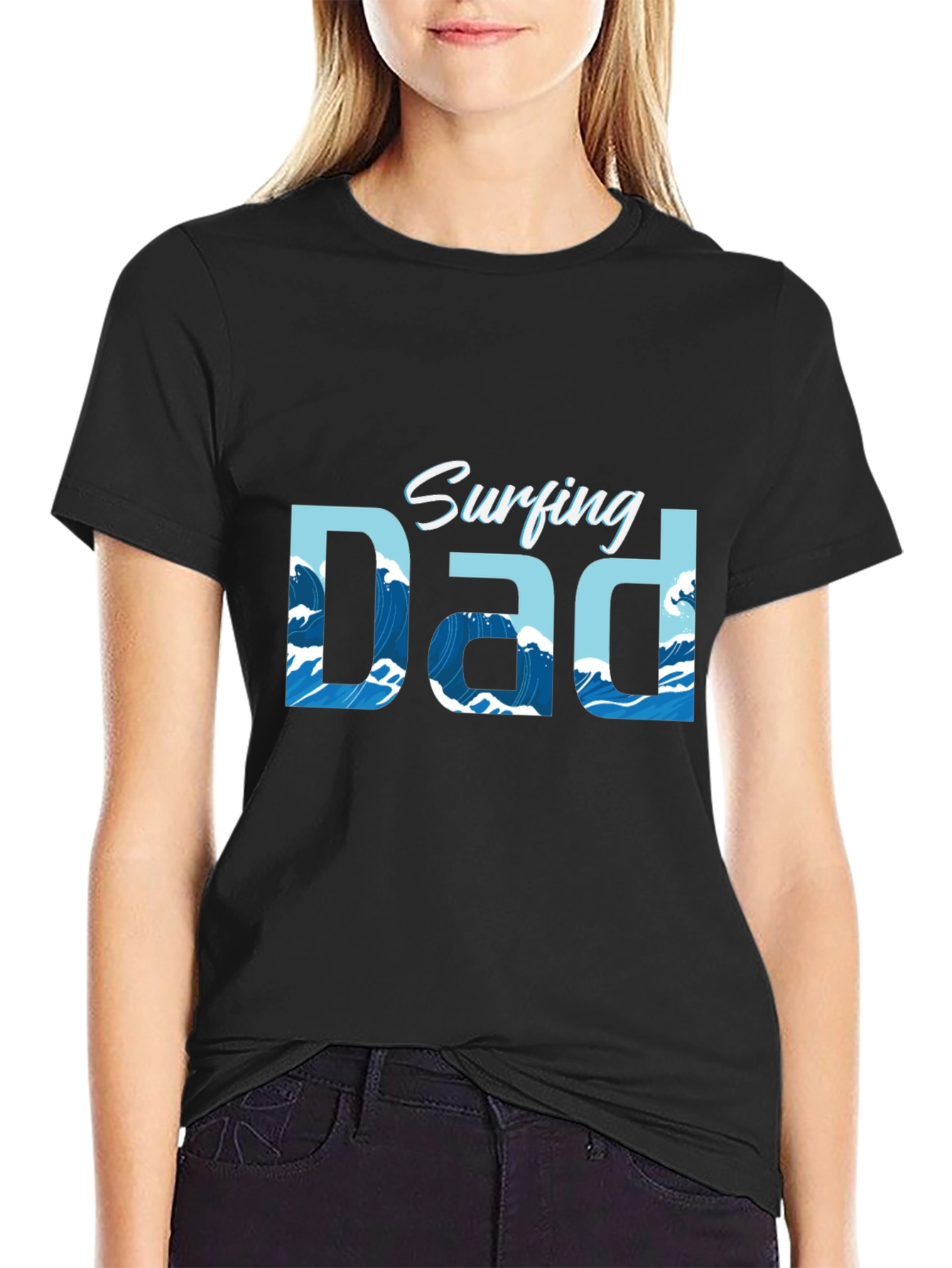 Surfing Dad Graphic T-Shirt - Cool Wave Design