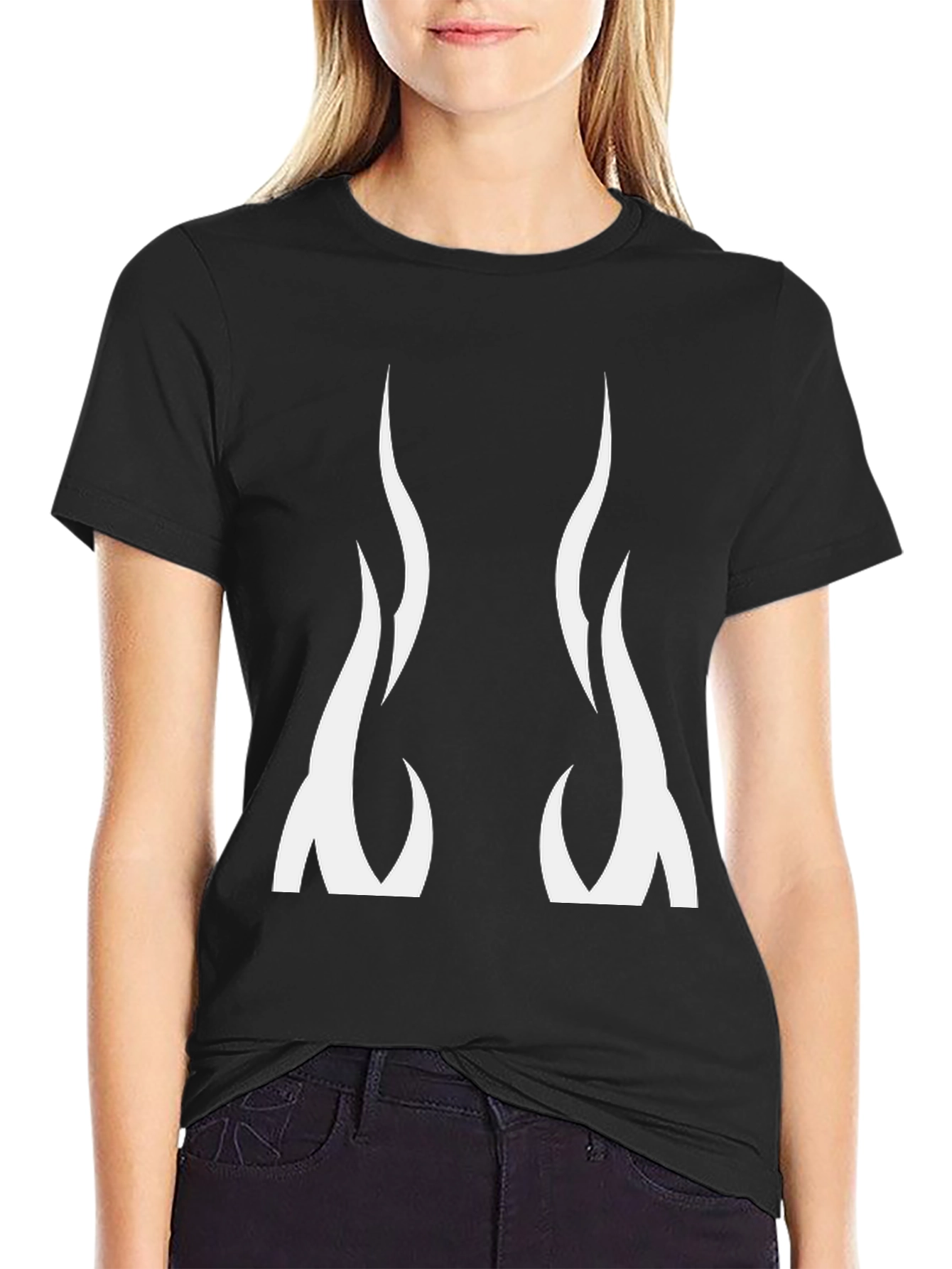 Black Graphic Tee - Flame Design