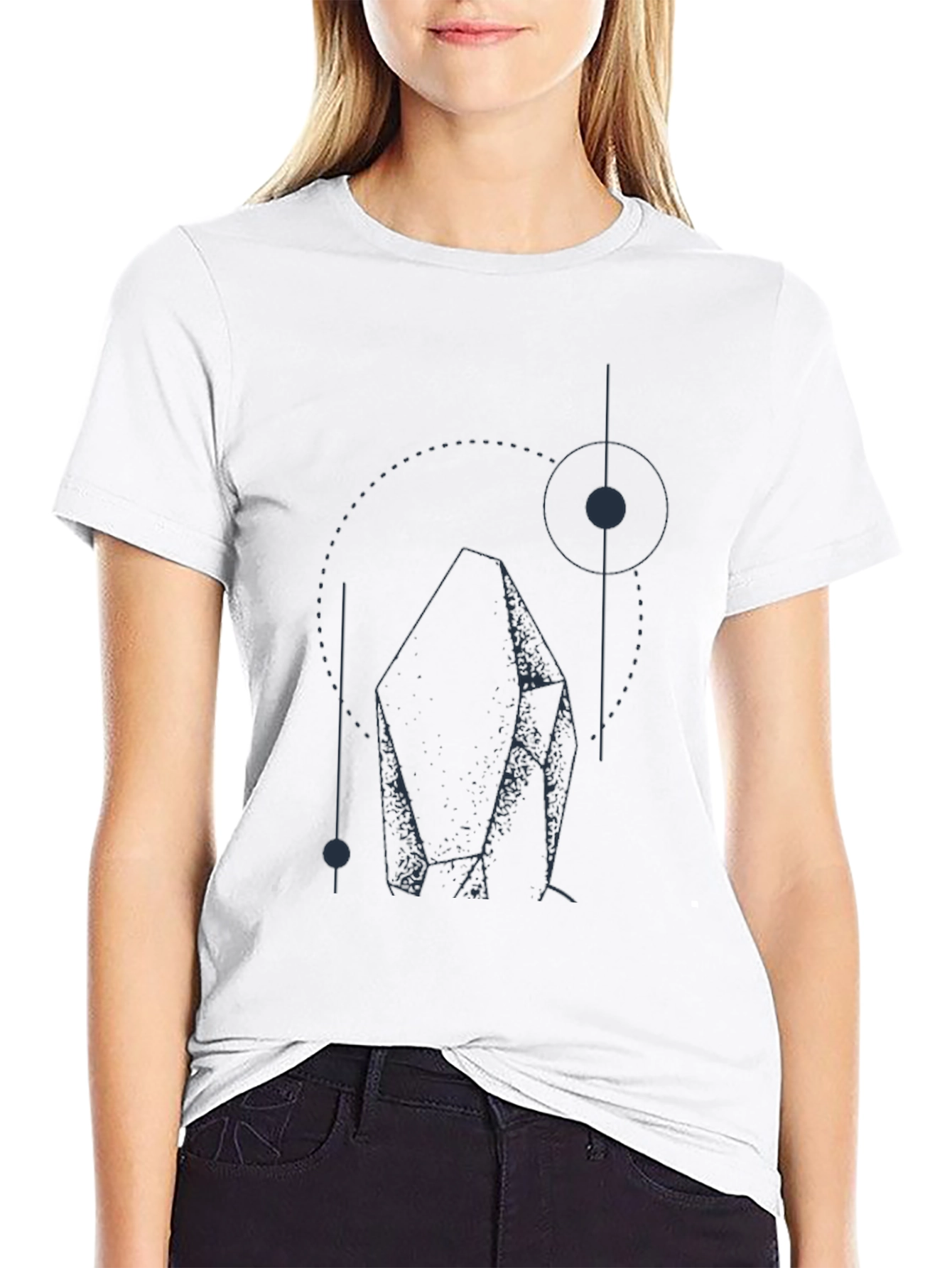 Geometric Crystal Graphic T-Shirt - Black