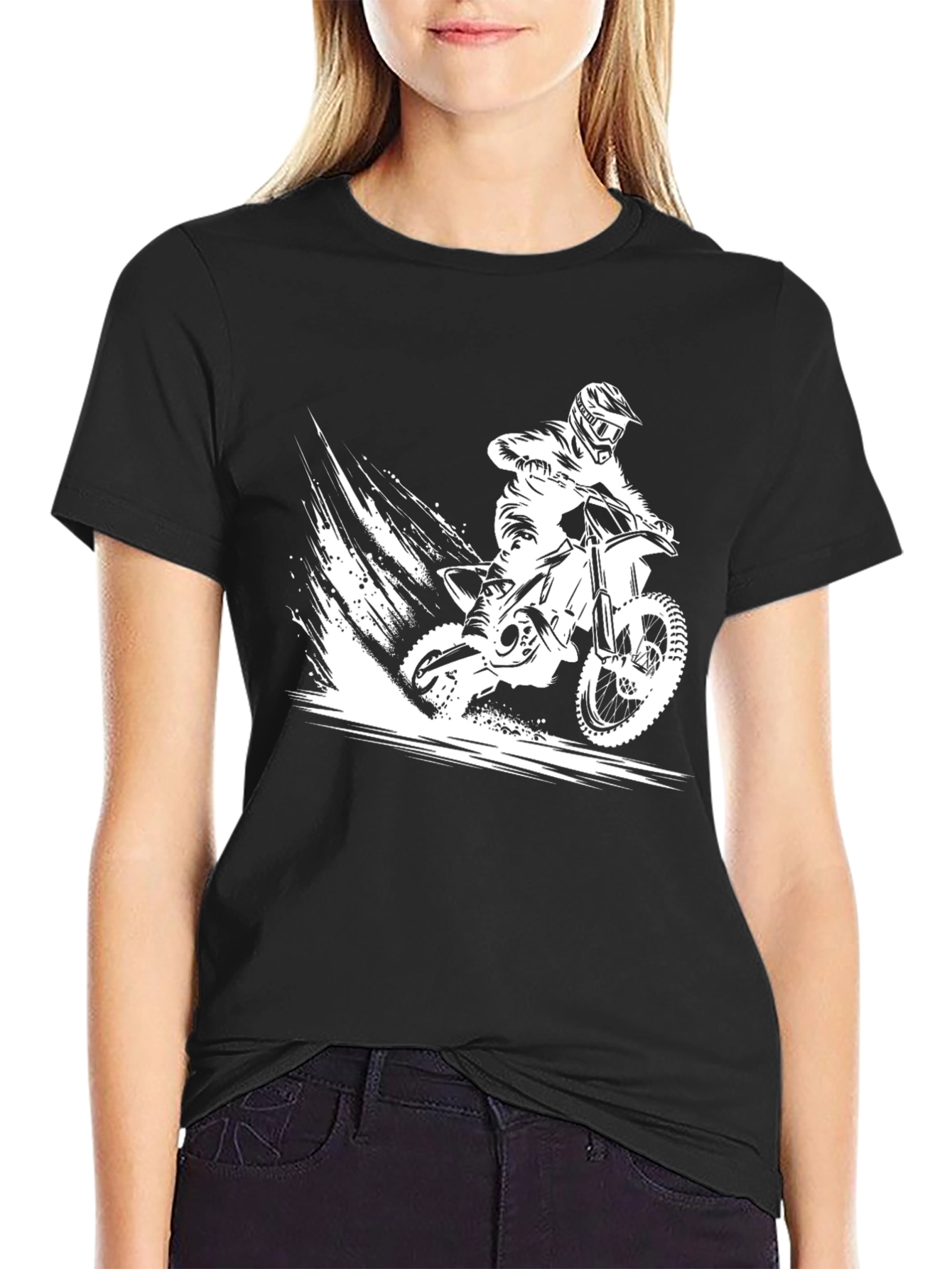 Motorcycle Rider Graphic Tee - Black