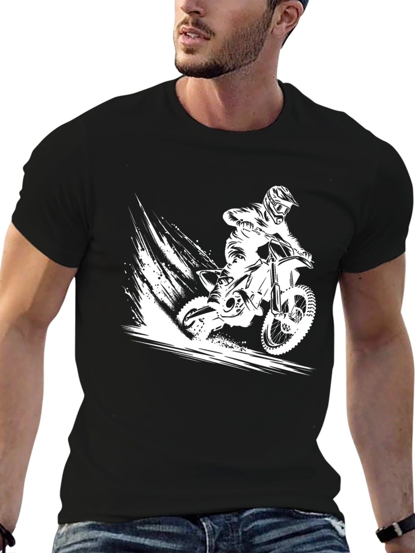 Motorcycle Rider Graphic Tee - Black