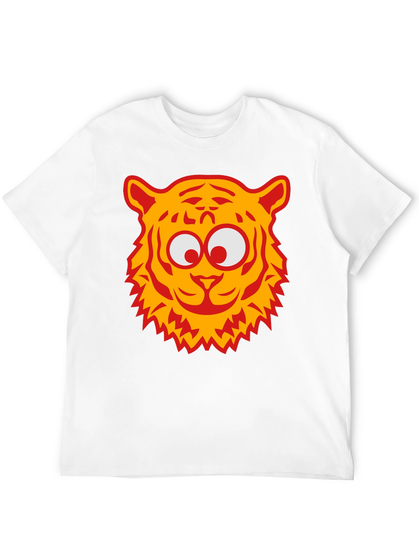 Cartoon Tiger Graphic Tee - Black Cotton T-Shirt