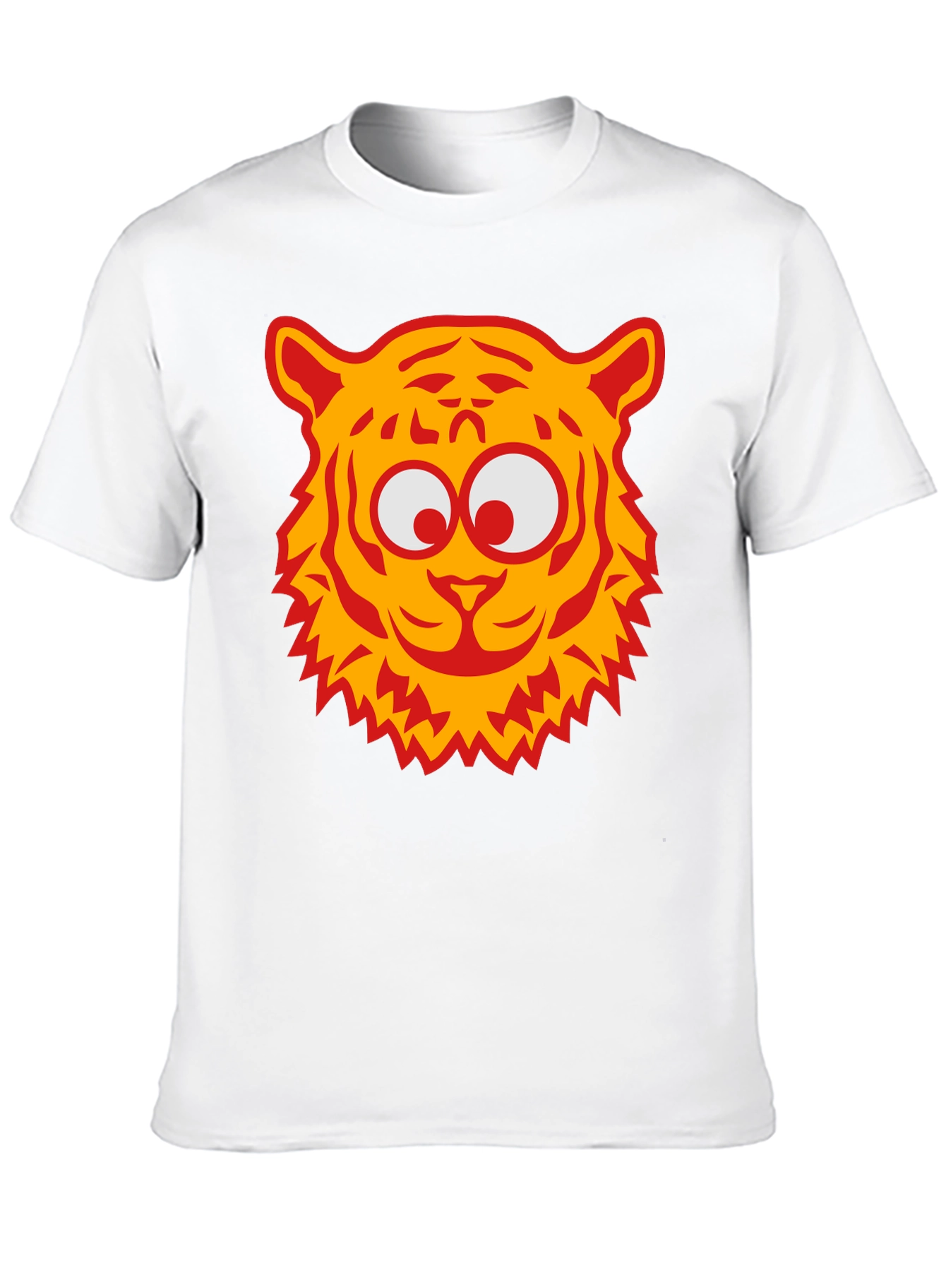 Cartoon Tiger Graphic Tee - Black Cotton T-Shirt