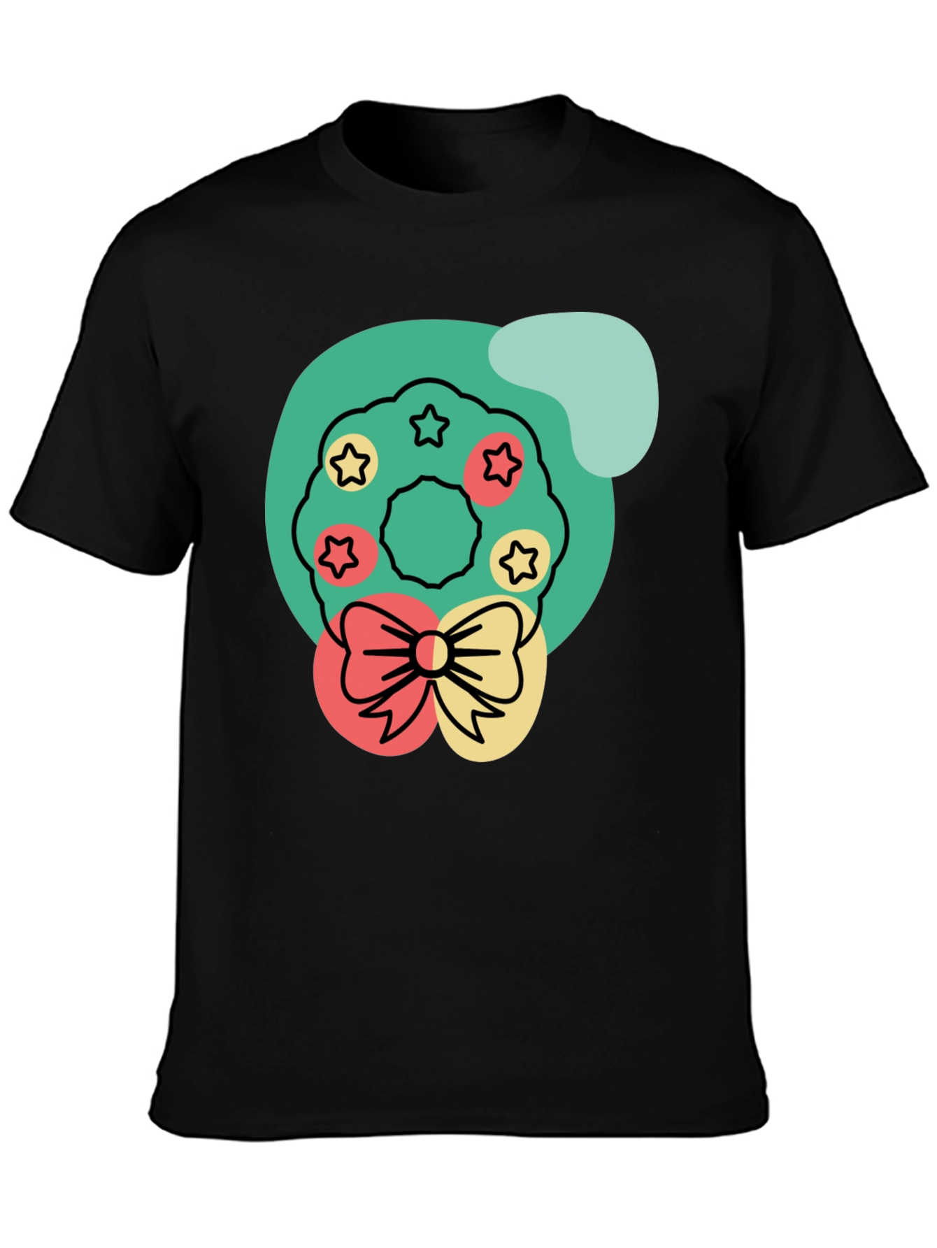 Festive Wreath Graphic Tee - Holiday Cheer T-Shirt