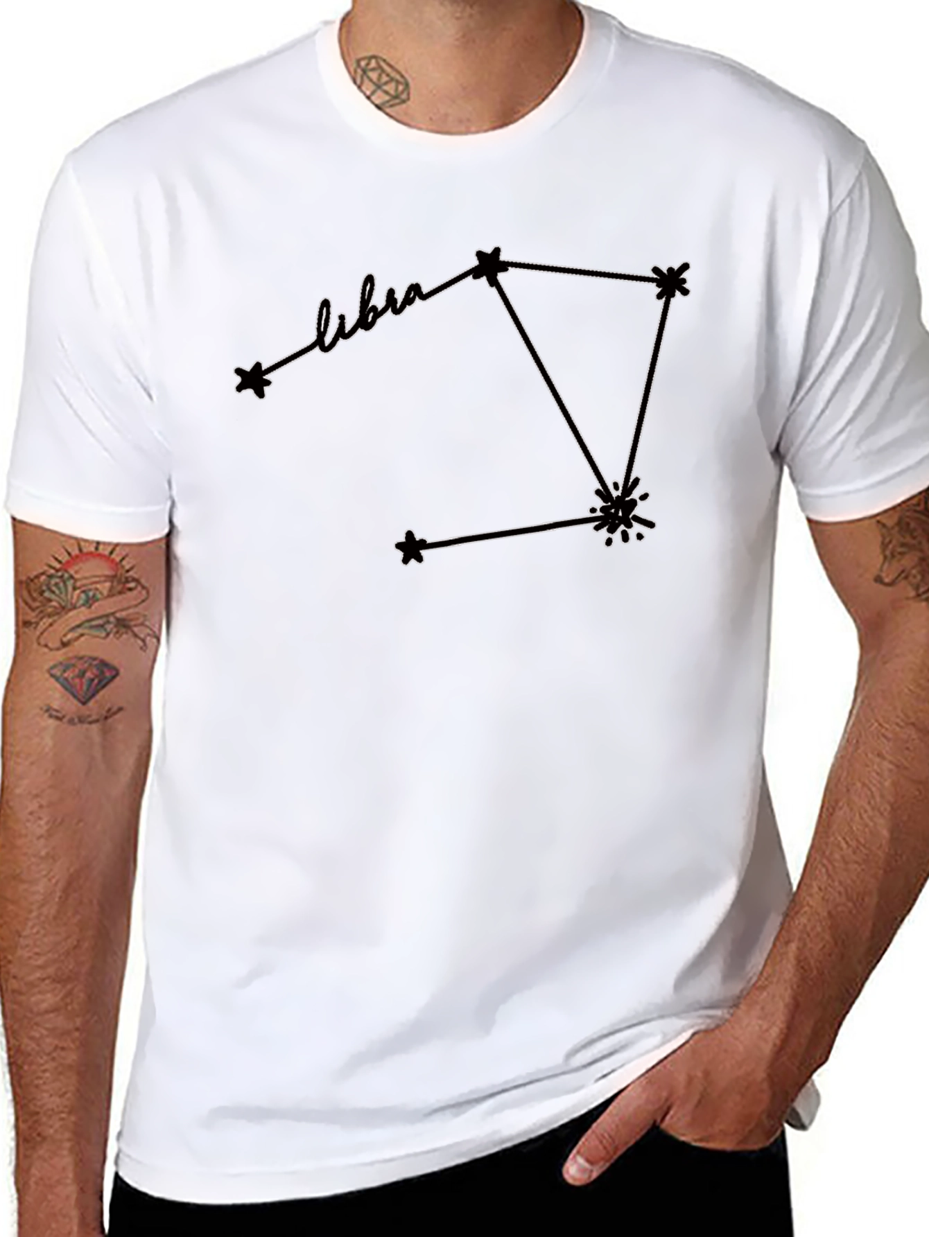 Libra Constellation Graphic Tee - Black