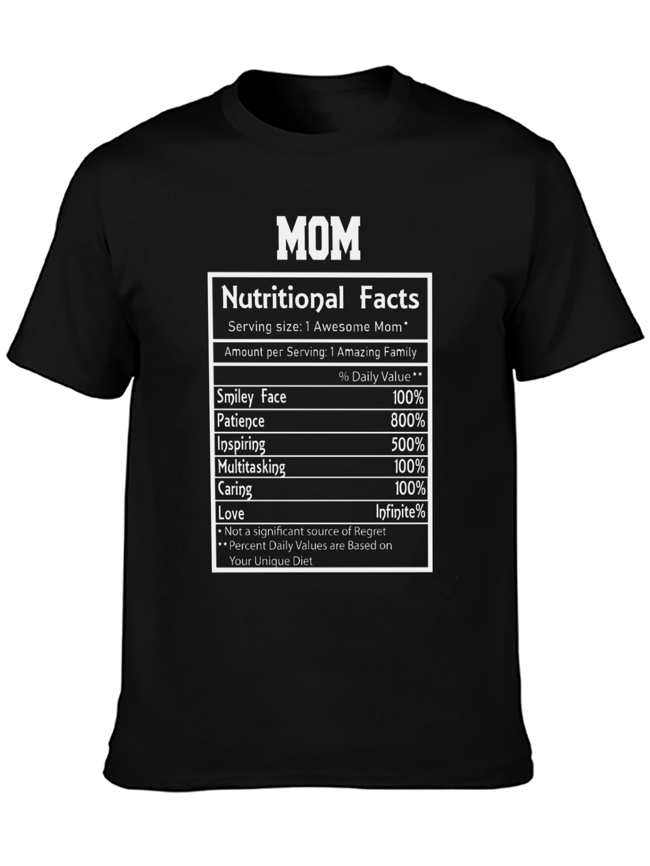 Mom Nutritional Facts T-Shirt - Awesome Family