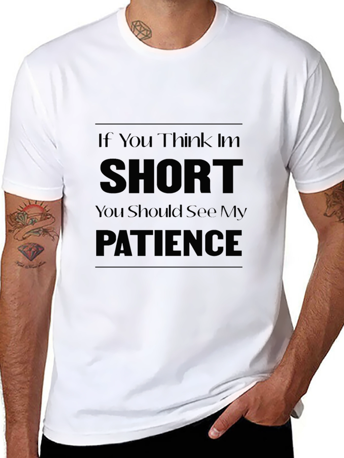 Funny Short Patience Slogan Black T-Shirt