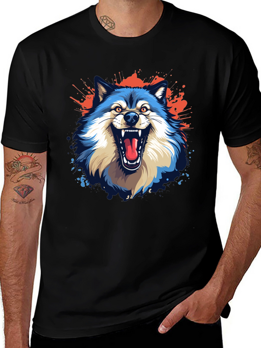 Mens Black Wolf Graphic Tee