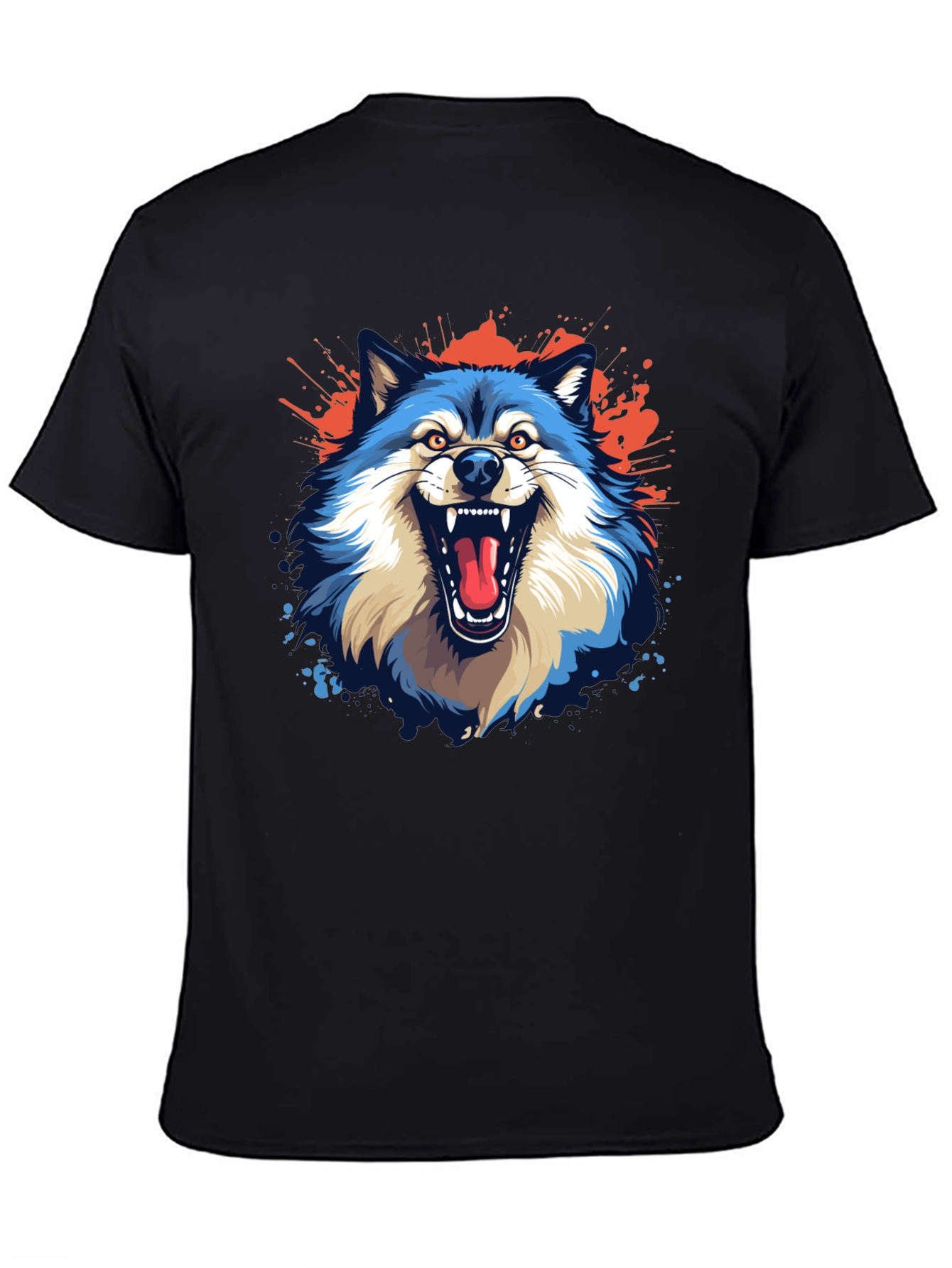 Mens Black Wolf Graphic Tee