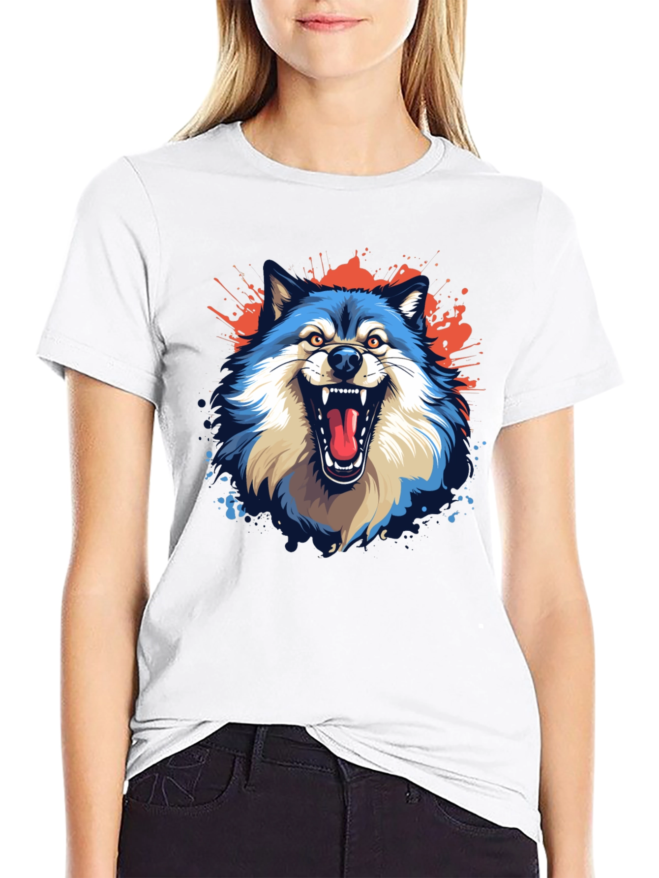 Mens Black Wolf Graphic Tee