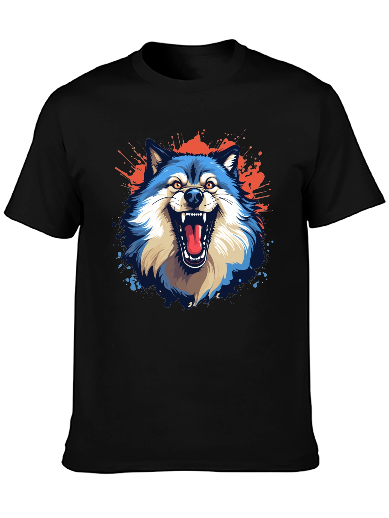Mens Black Wolf Graphic Tee