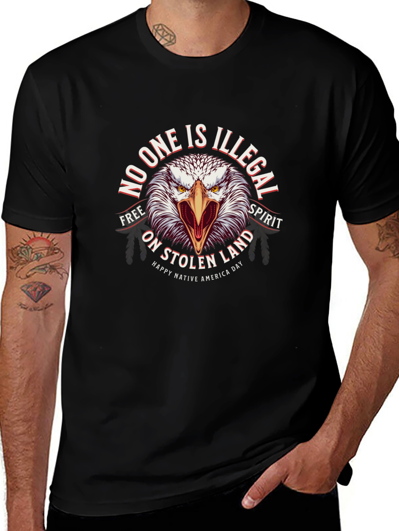 Native American No One Is Illegal Graphic Tee