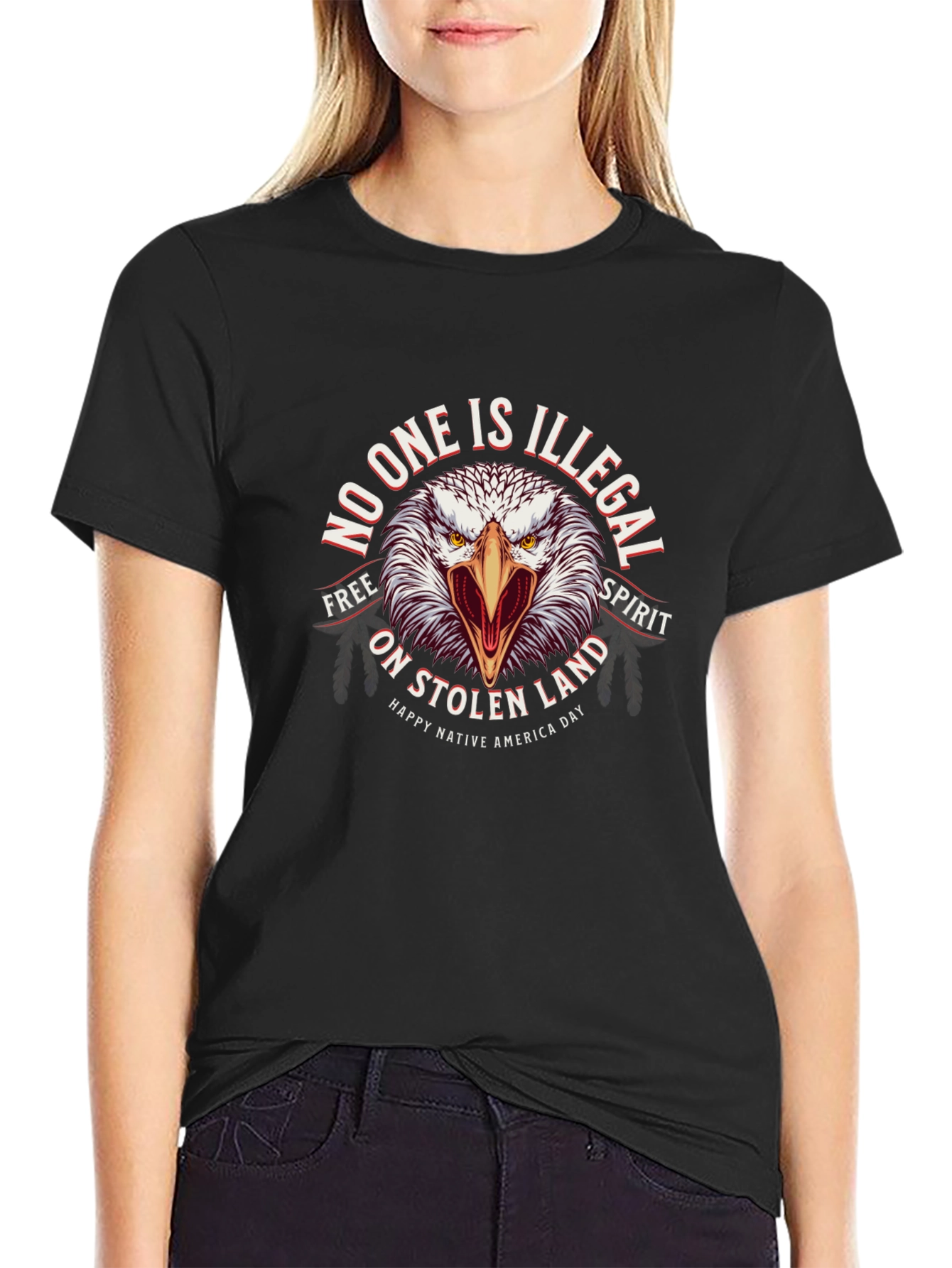 Native American No One Is Illegal Graphic Tee
