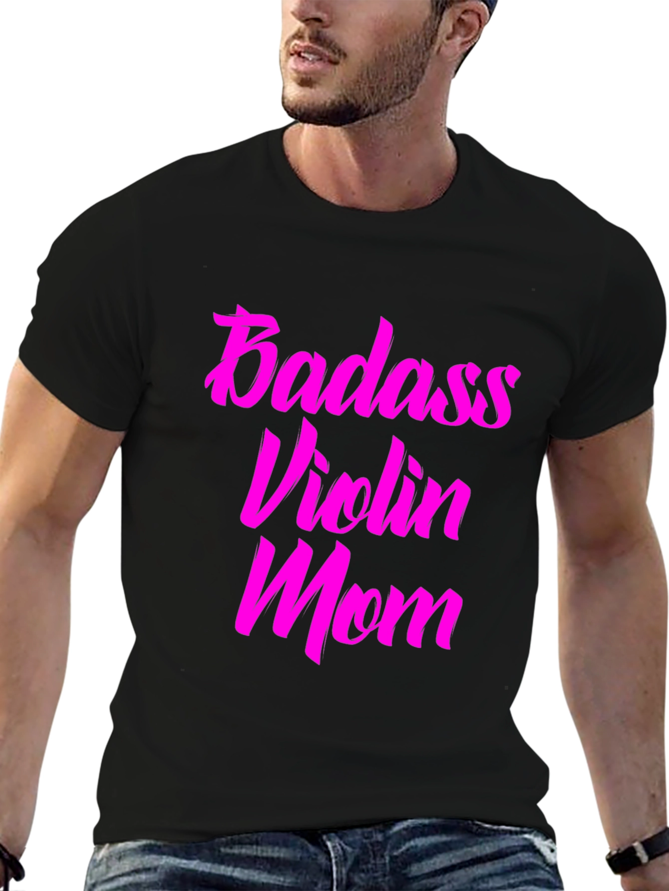 Badass Violin Mom Graphic Tee - Black
