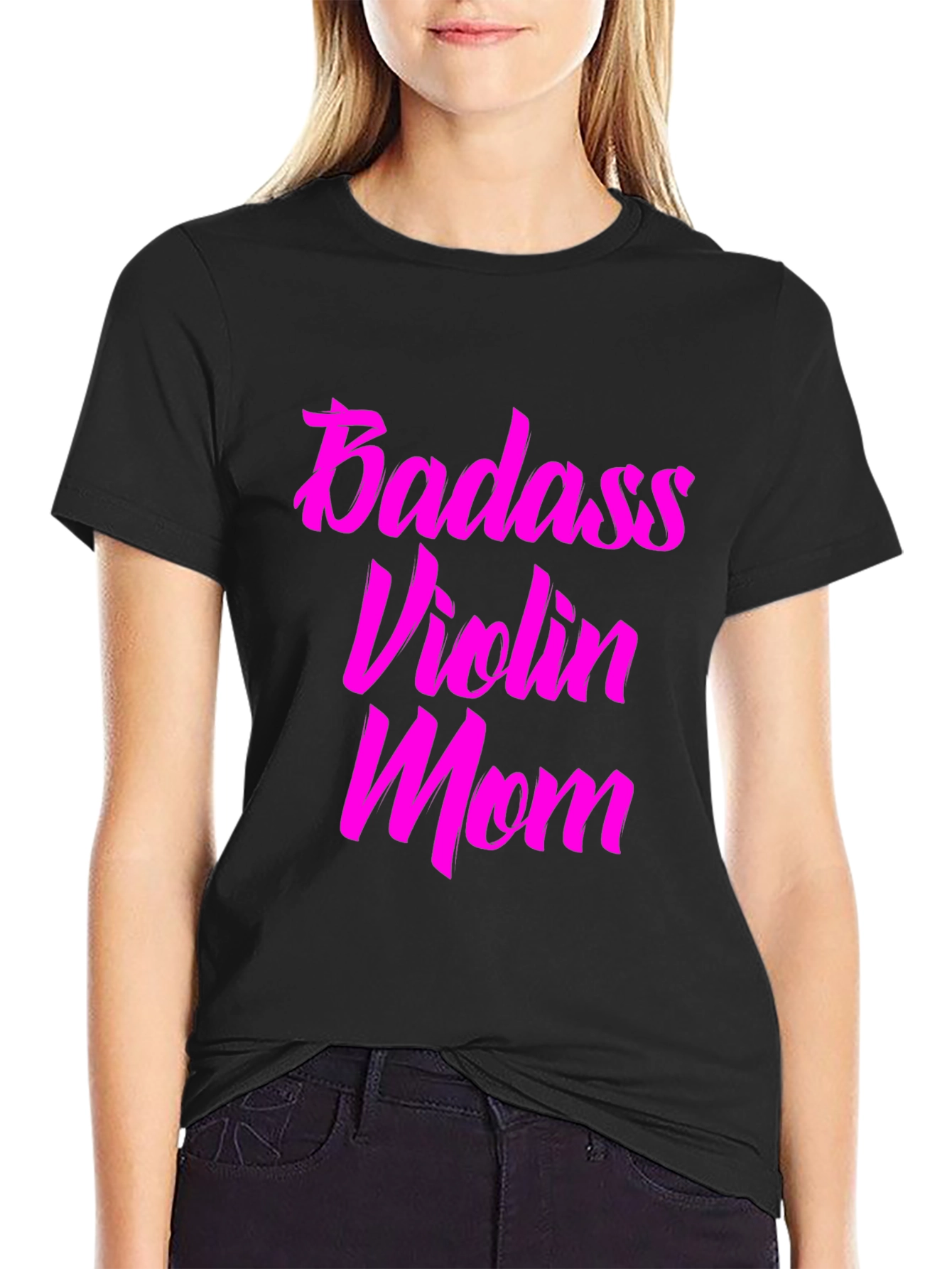 Badass Violin Mom Graphic Tee - Black