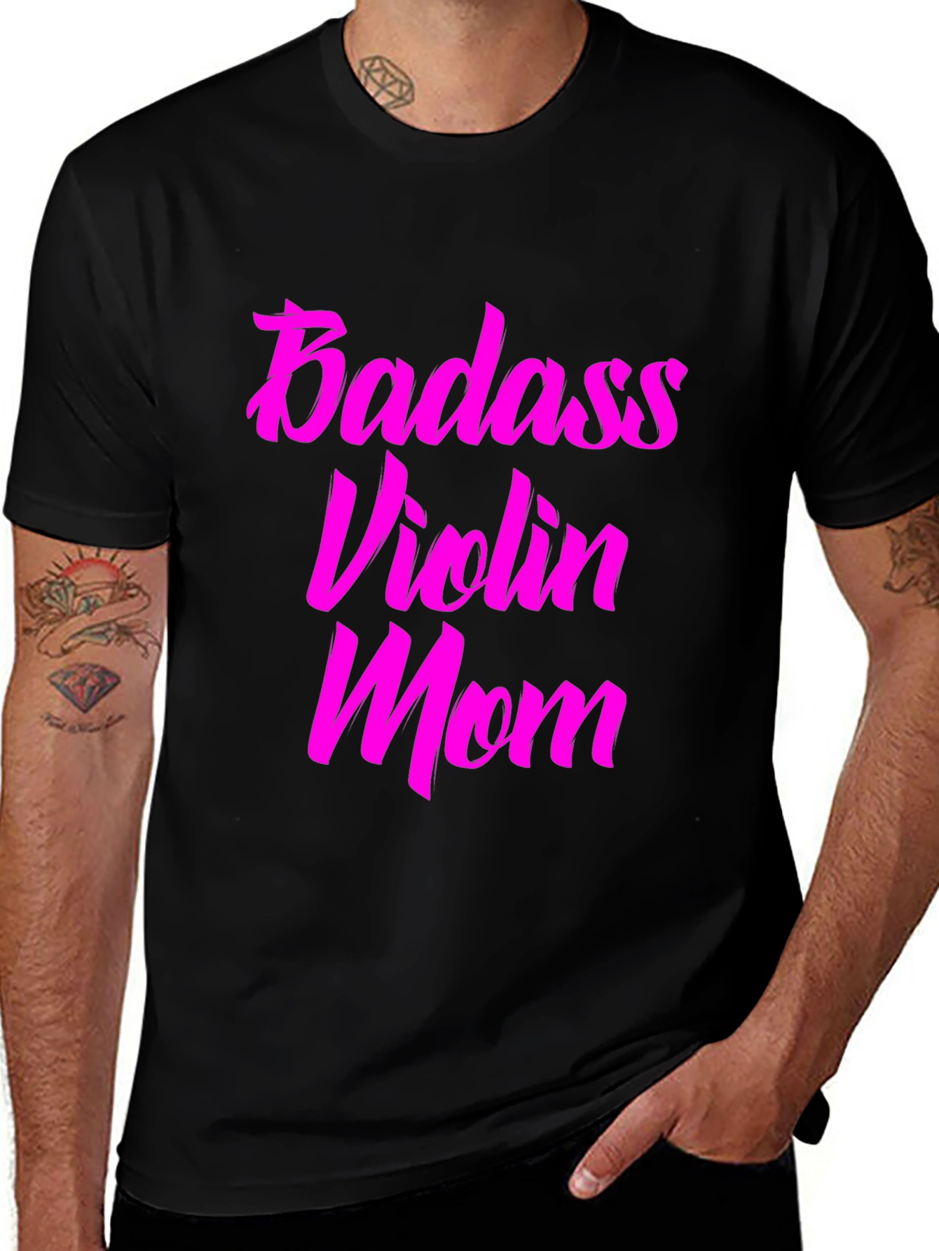 Badass Violin Mom Graphic Tee - Black