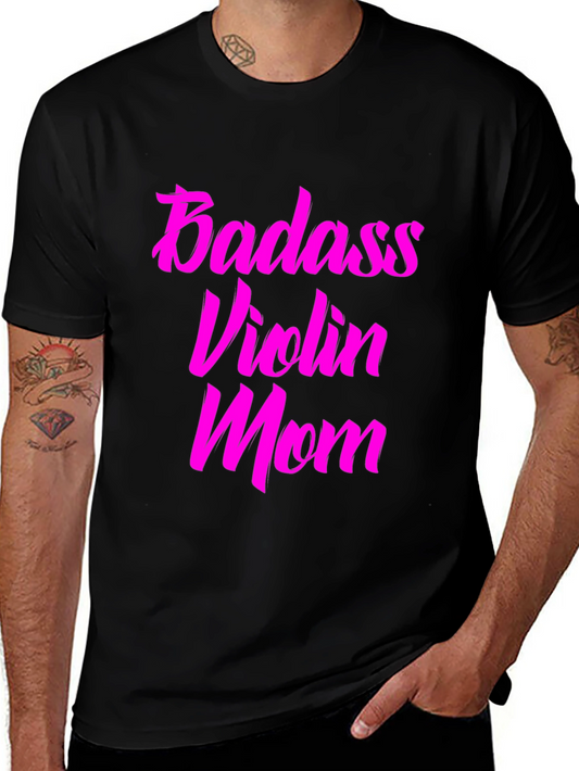 Badass Violin Mom Graphic Tee - Black