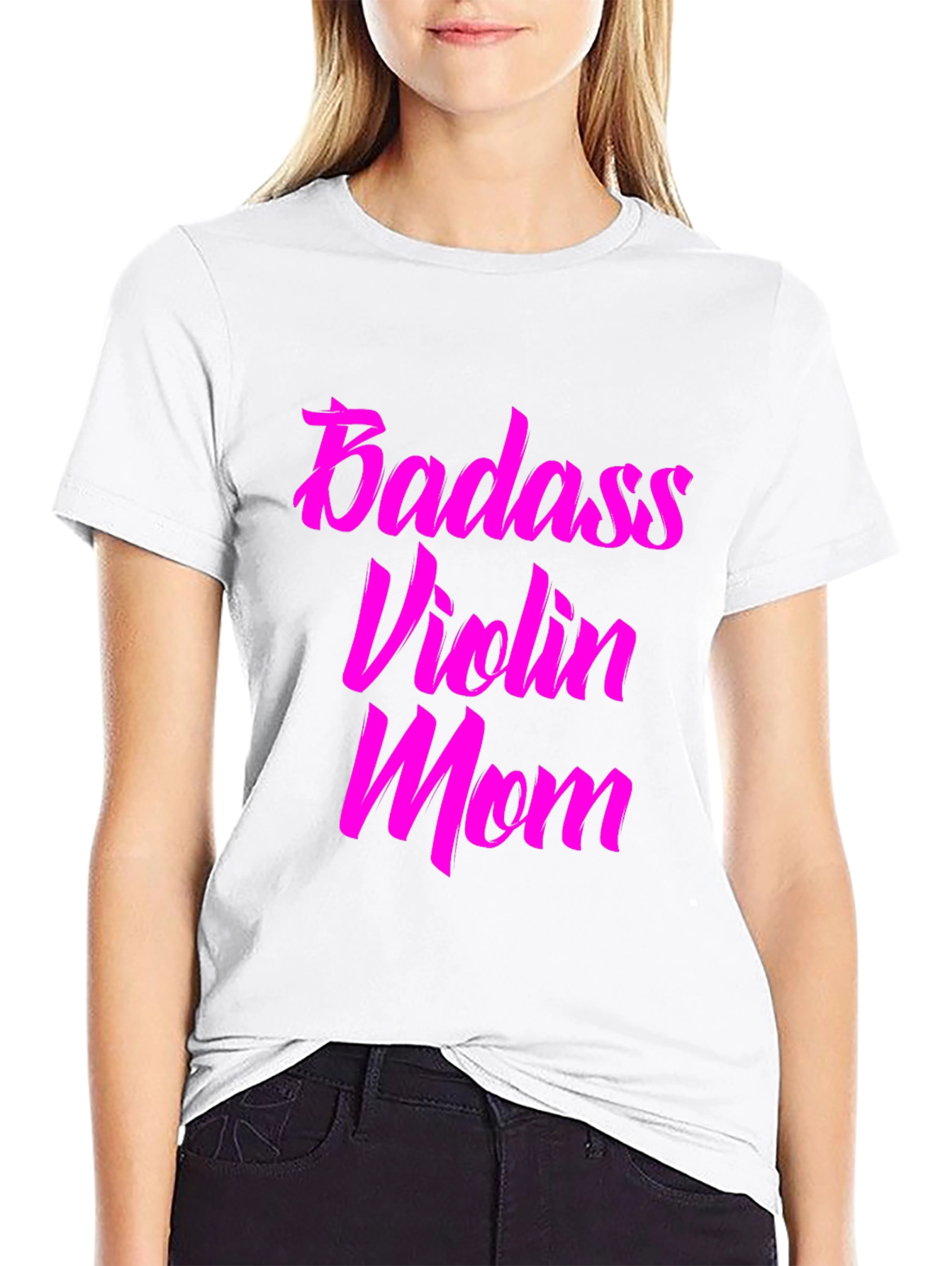 Badass Violin Mom Graphic Tee - Black