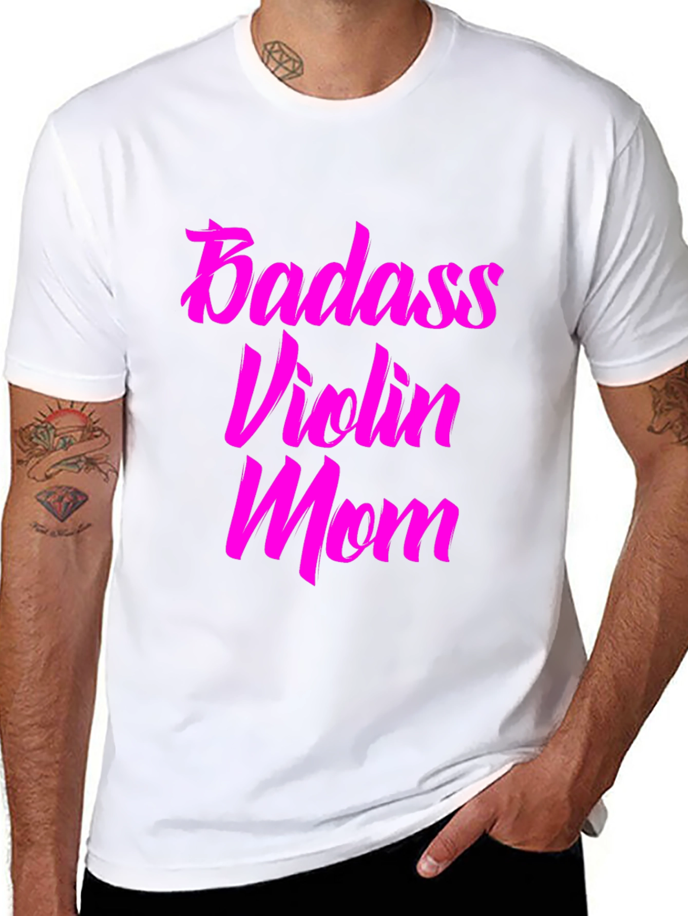 Badass Violin Mom Graphic Tee - Black