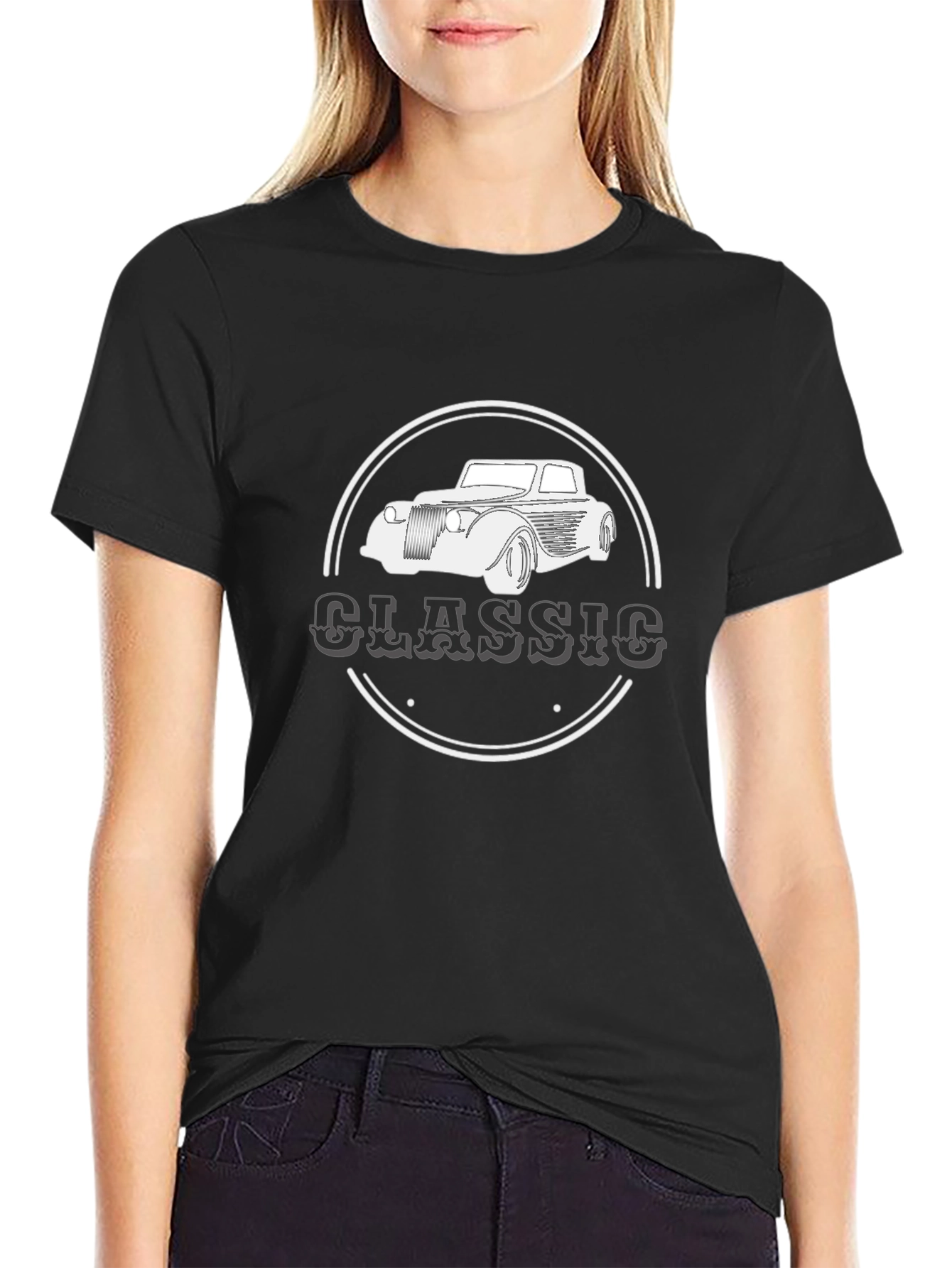 Classic Car Graphic Tee - Retro Style Black T-Shirt