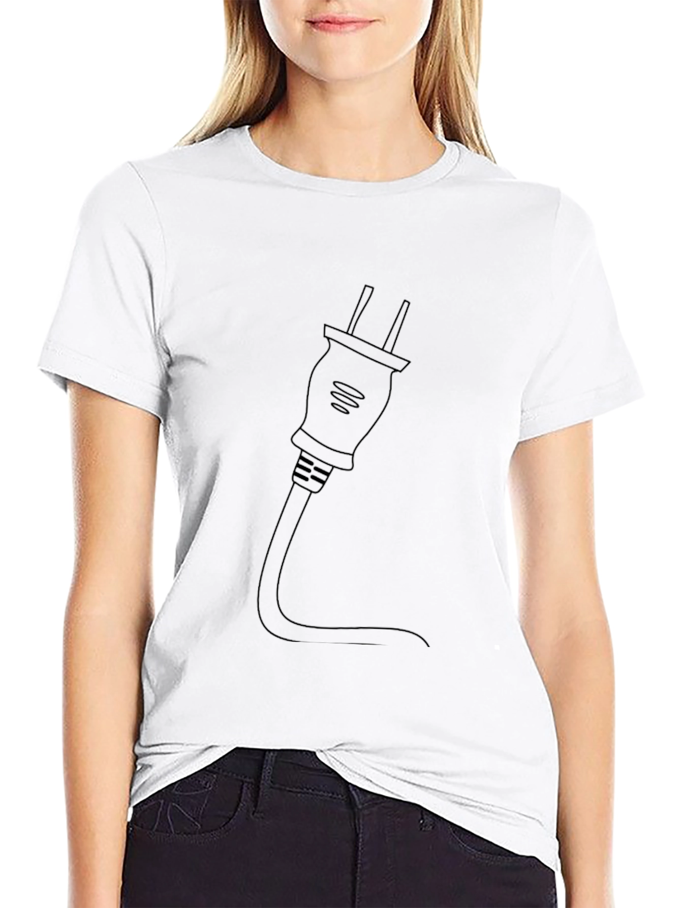 Electric Plug Graphic Tee - Black Cotton T-Shirt