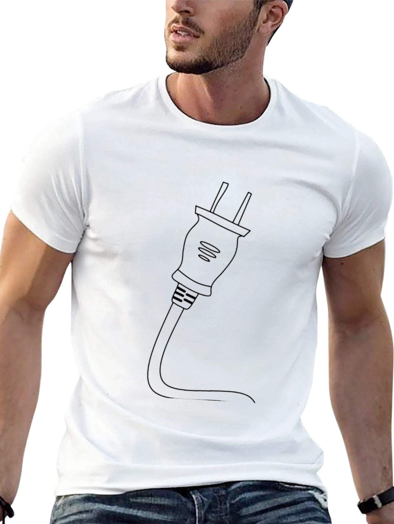 Electric Plug Graphic Tee - Black Cotton T-Shirt