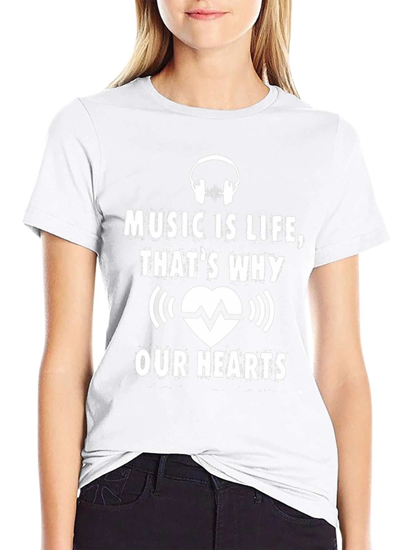 Music is Life T-Shirt Heartbeat Headphones Tee