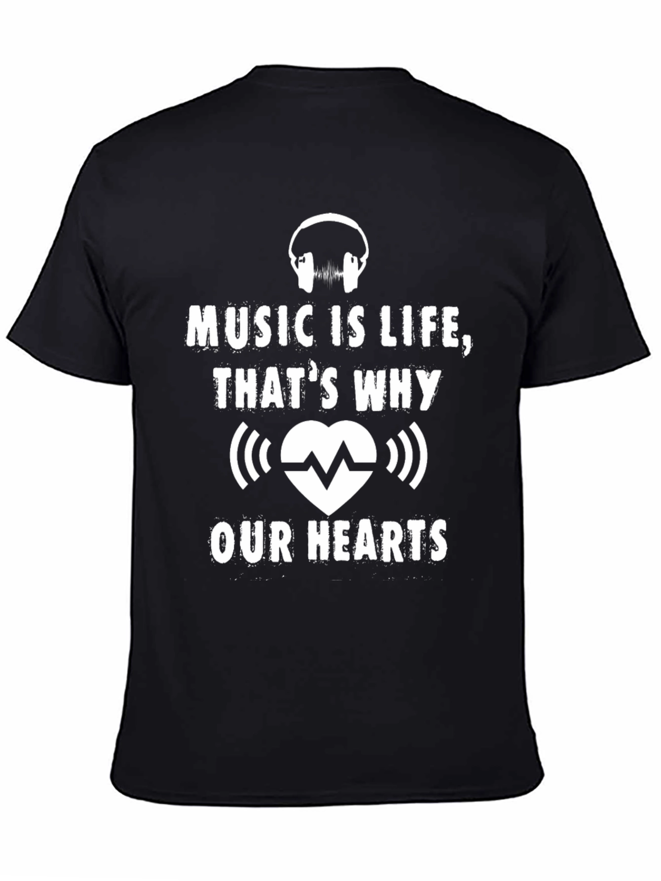 Music is Life T-Shirt Heartbeat Headphones Tee