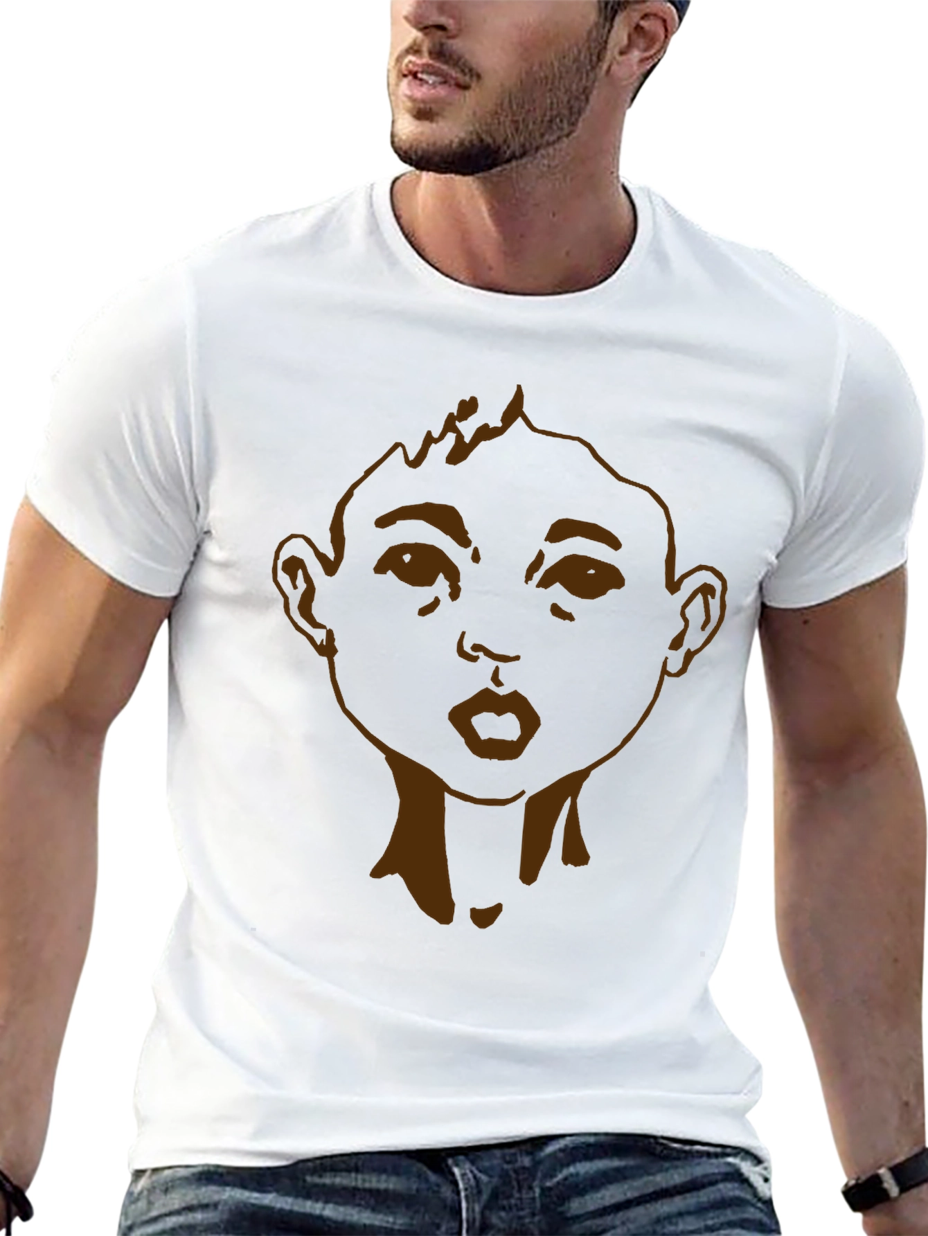 Graphic Tee: Cartoon Face Black T-Shirt