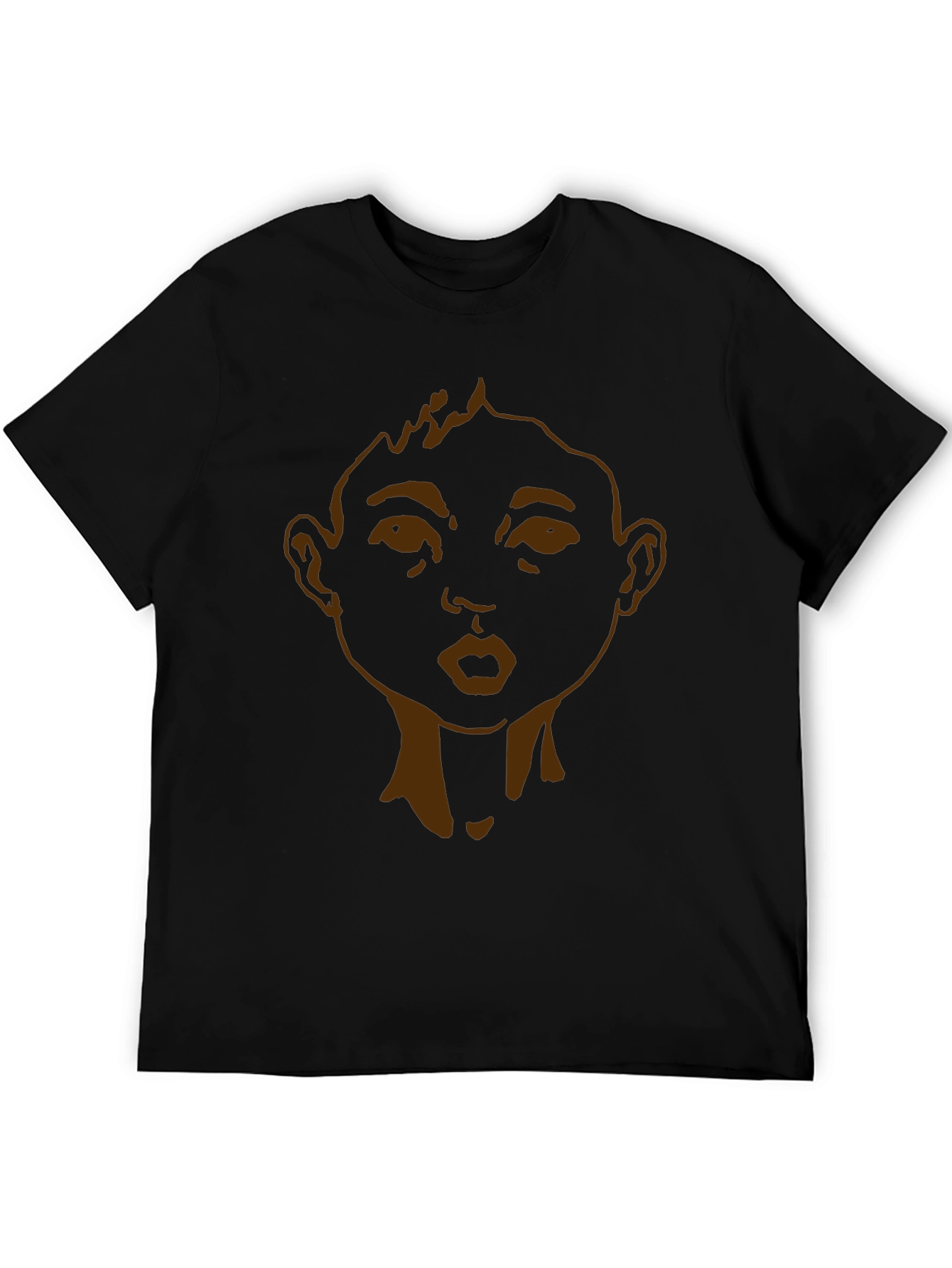 Graphic Tee: Cartoon Face Black T-Shirt