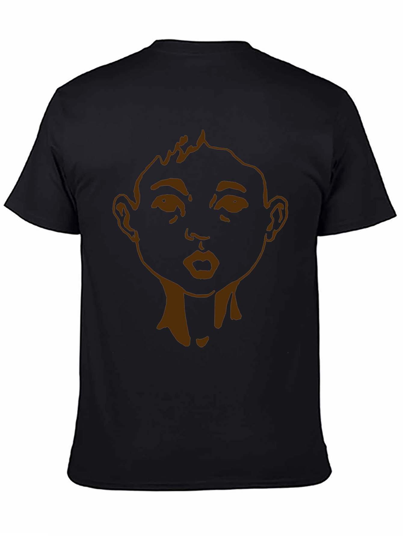Graphic Tee: Cartoon Face Black T-Shirt