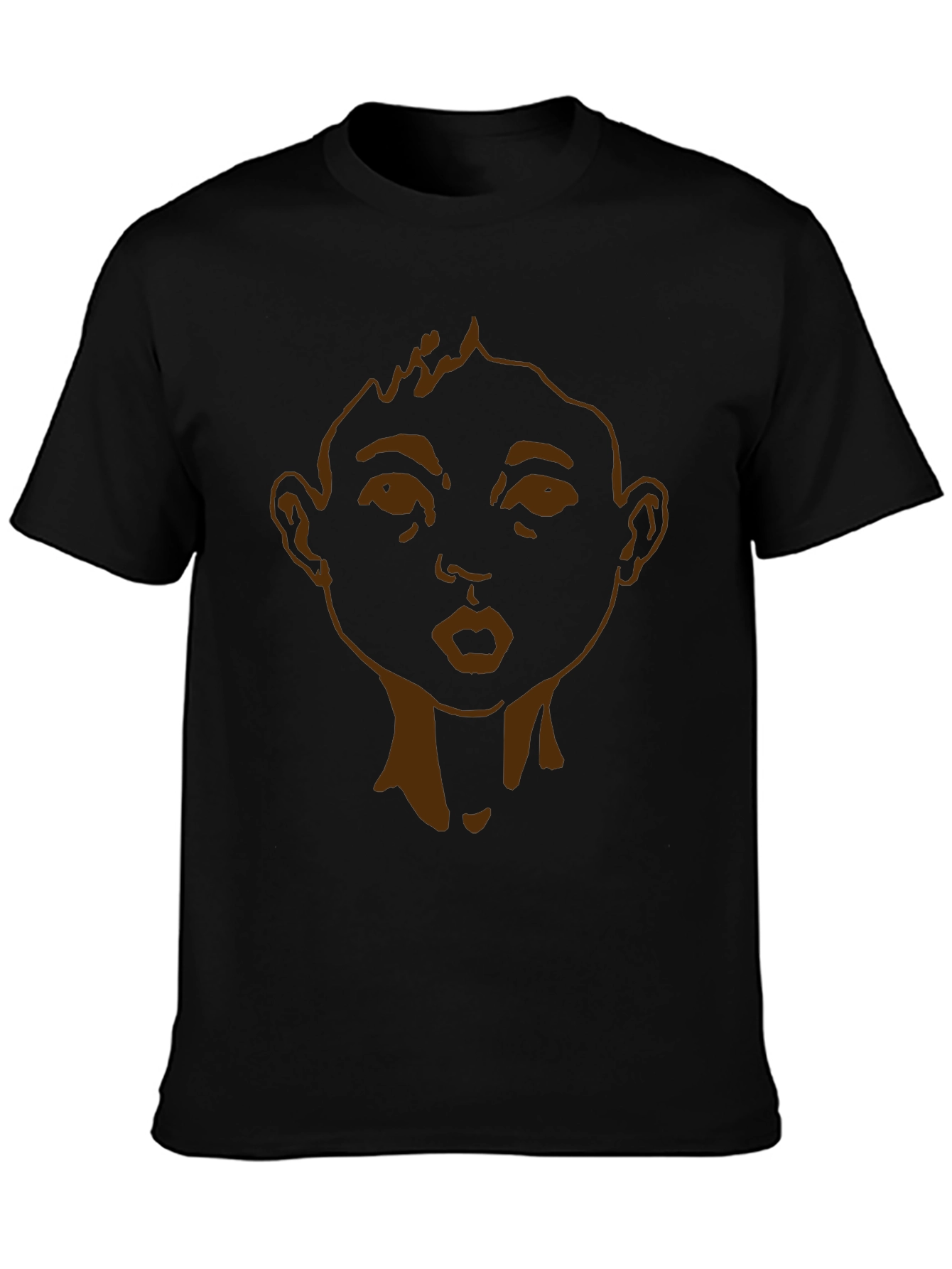 Graphic Tee: Cartoon Face Black T-Shirt